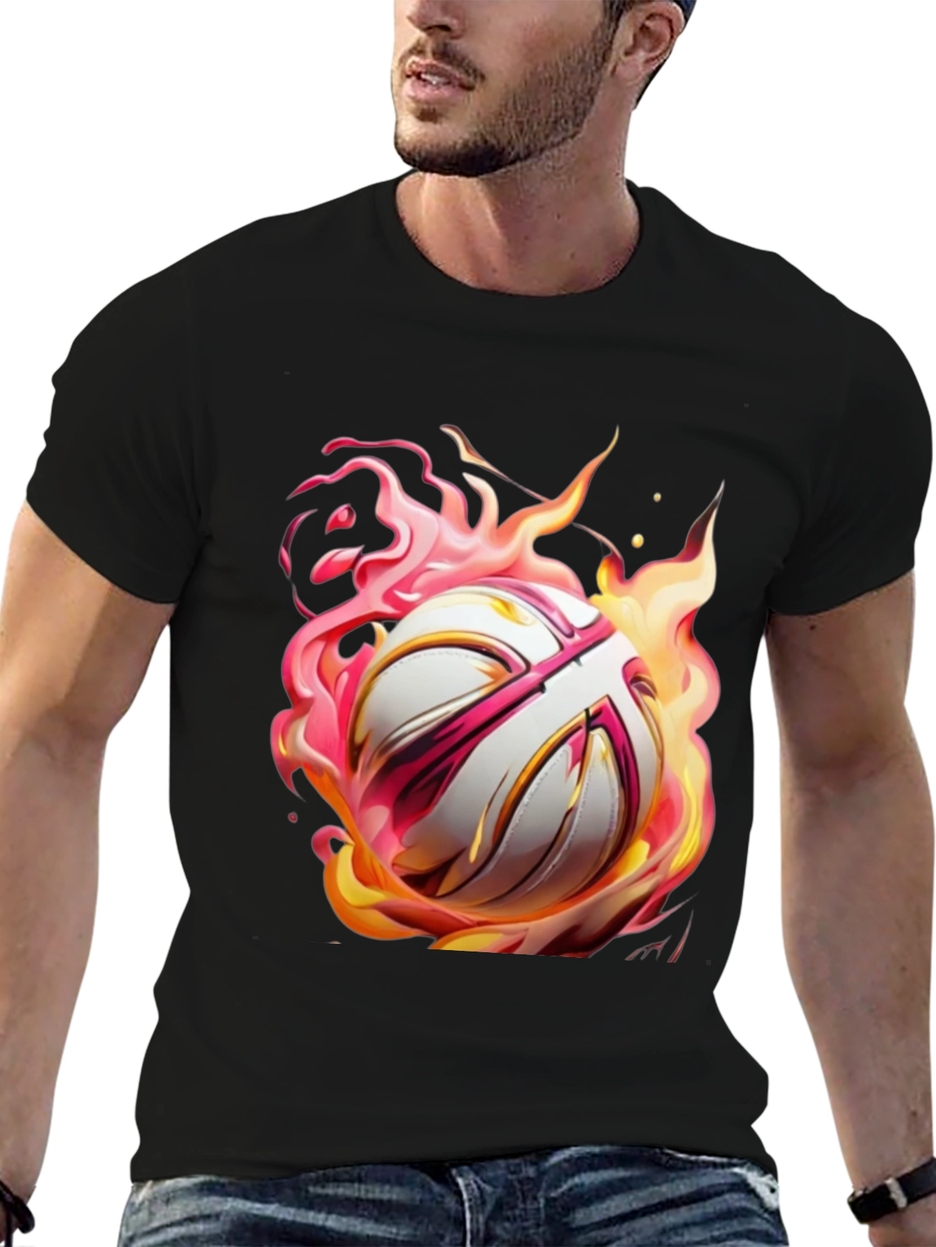 Black Flaming Ball Graphic Tee - Bold Style view 6