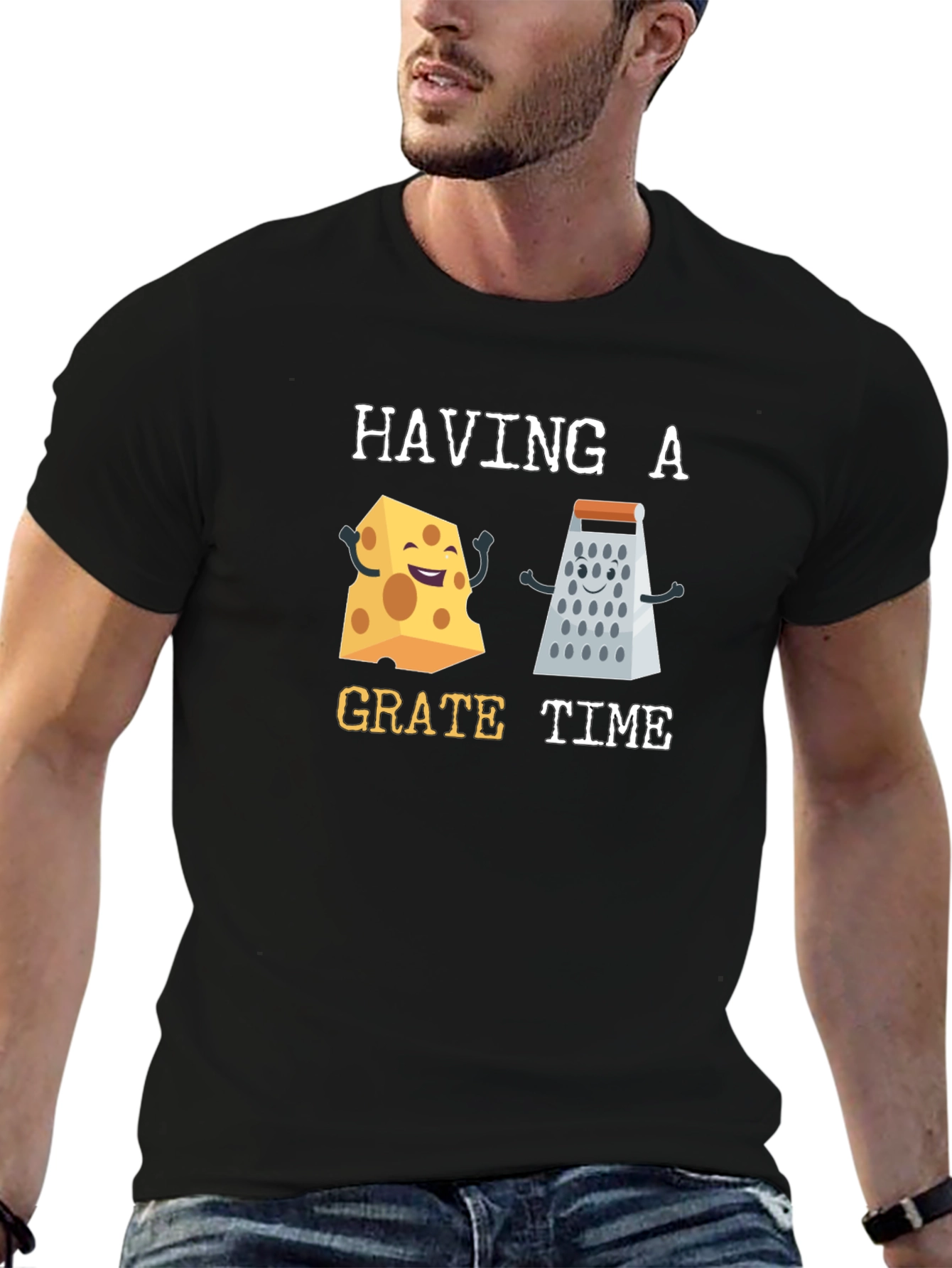 Black Funny Cheese Grater Humor Graphic Tee view 6