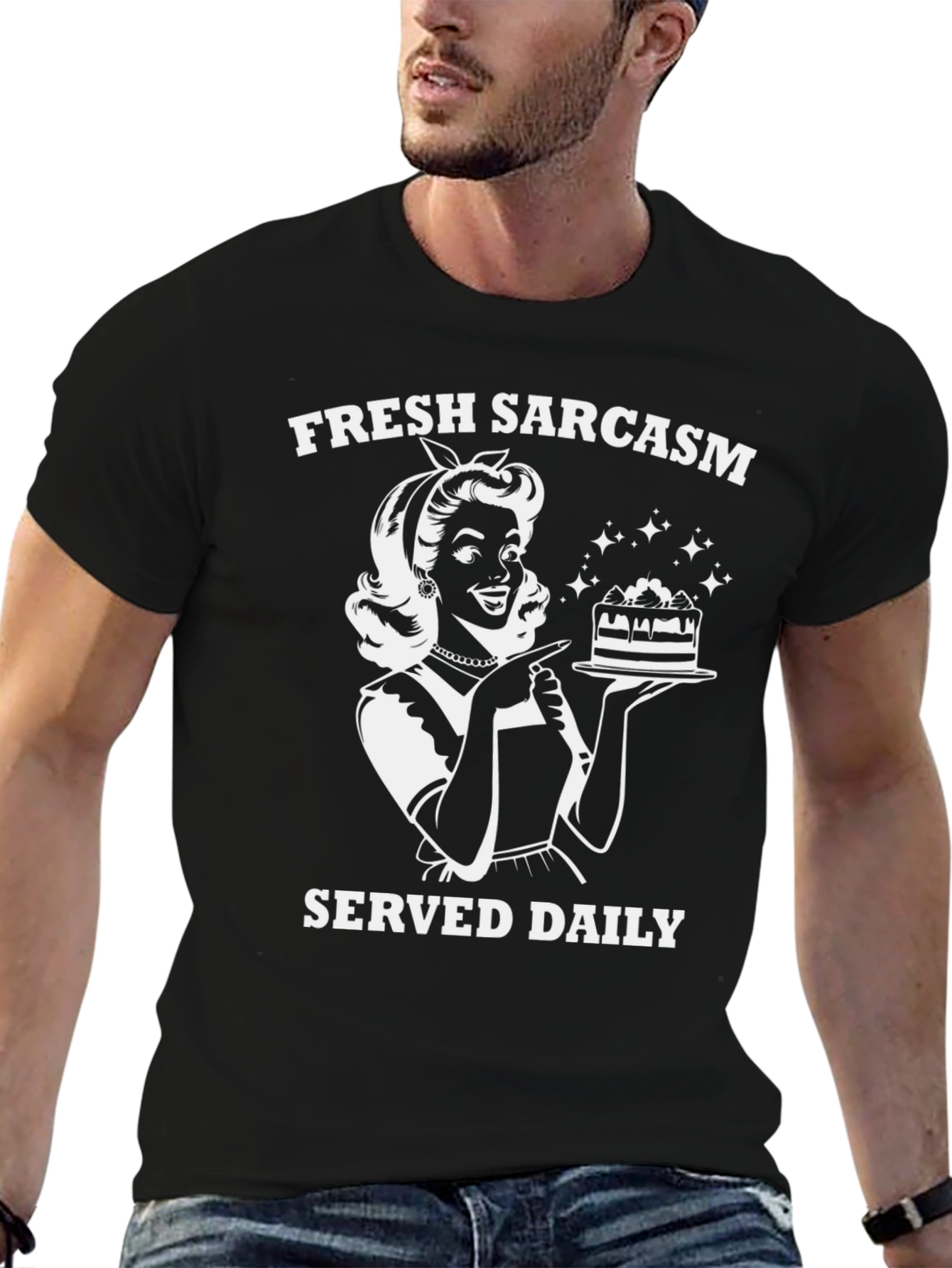 Black Fresh Sarcasm Daily T-Shirt - Retro Humor view 6