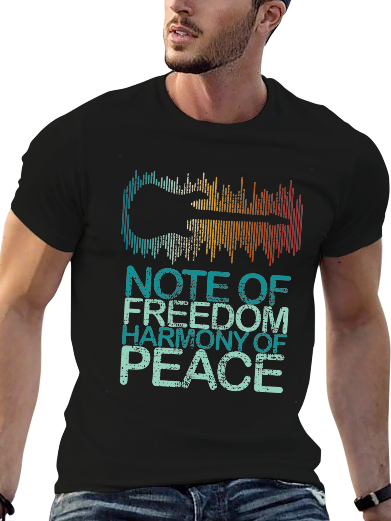 Guitar Soundwave Graphic Tee - Freedom, Harmony, Peace - 6
