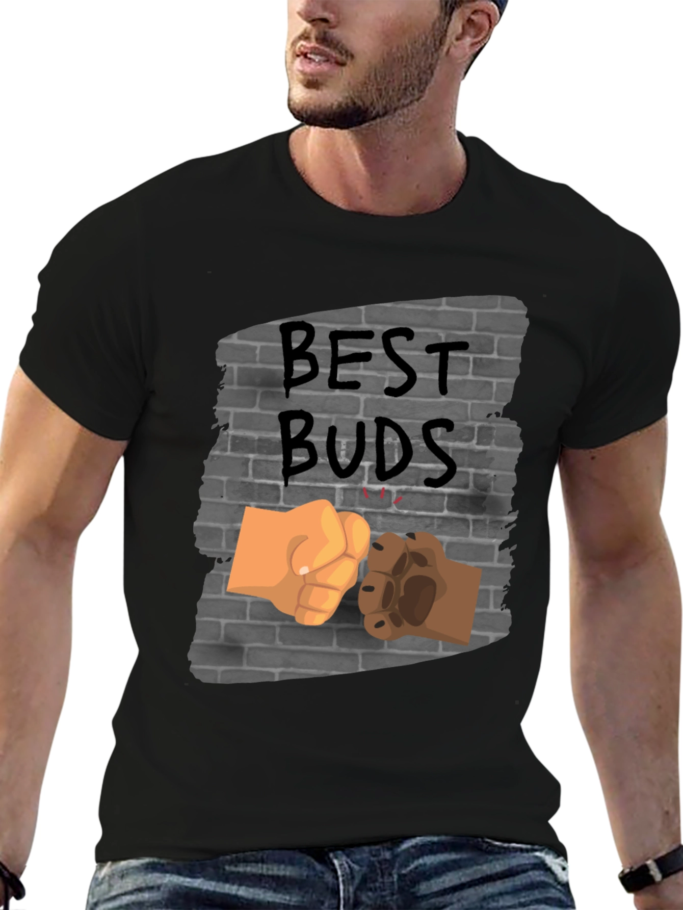 Black Best Buds Fist Bump Graphic Tee view 6