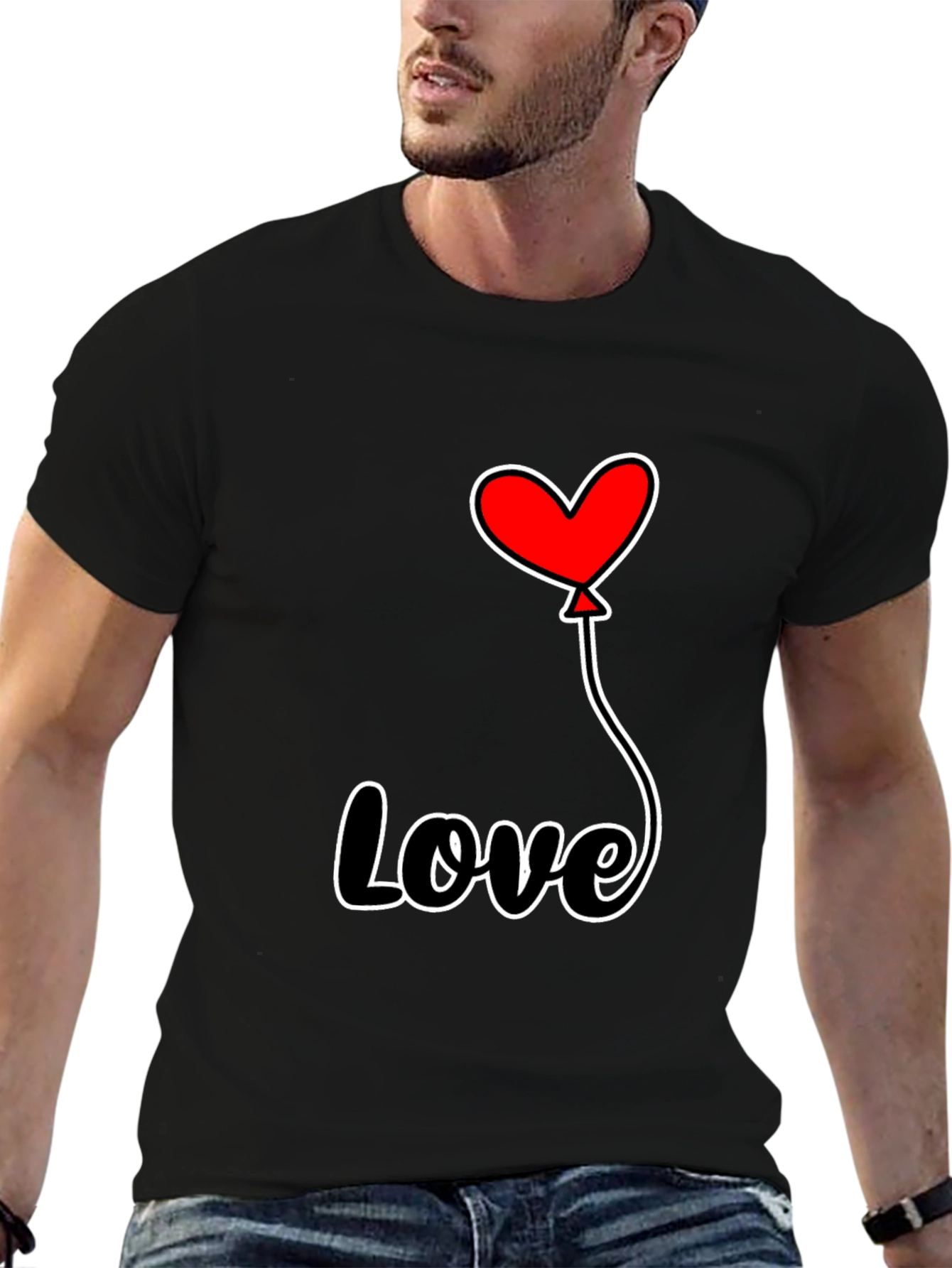 Black Love Heart Balloon Graphic Tee view 6
