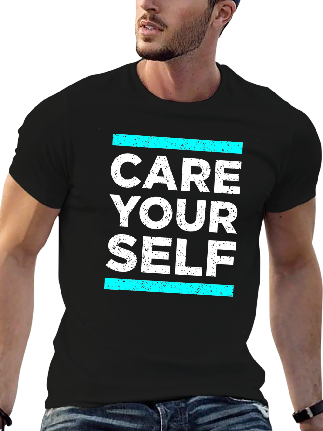 Black Care Your Self T-Shirt - Black Graphic Tee view 6