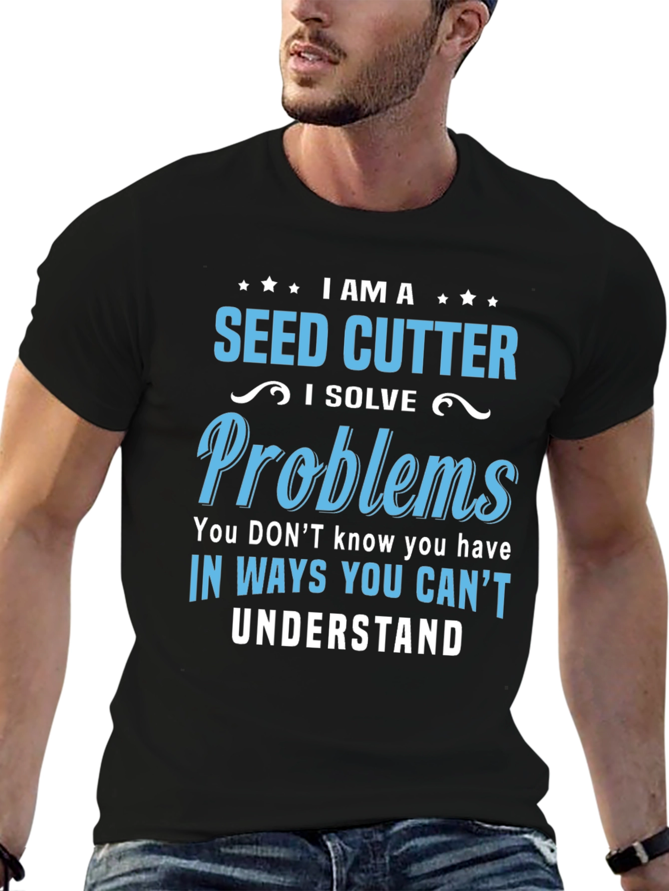 Black Seed Cutter T-Shirt - I Solve Problems Tee view 6