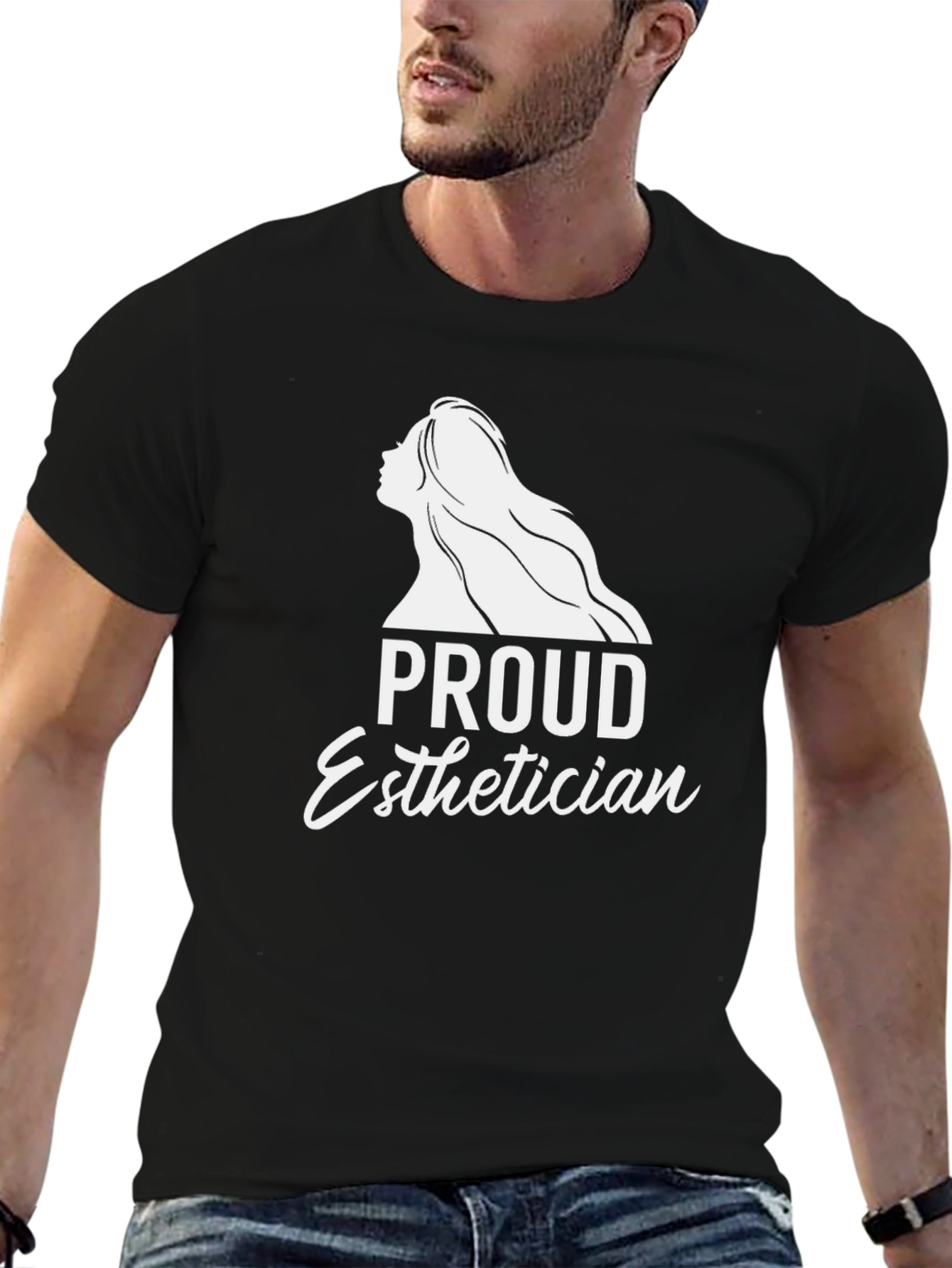 Black Proud Esthetician T-Shirt - Black Crew Neck view 6
