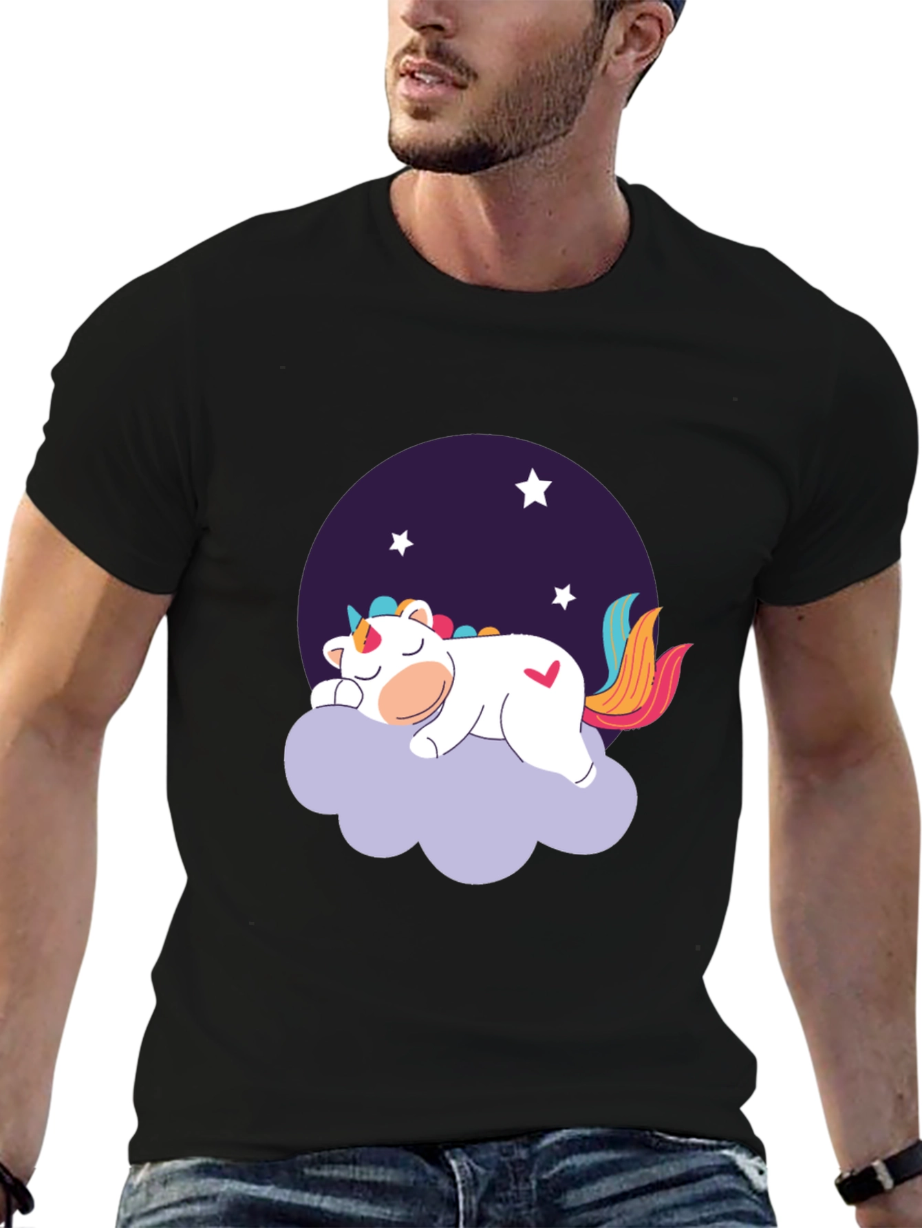 Black Unicorn Dreams Black T-Shirt view 6