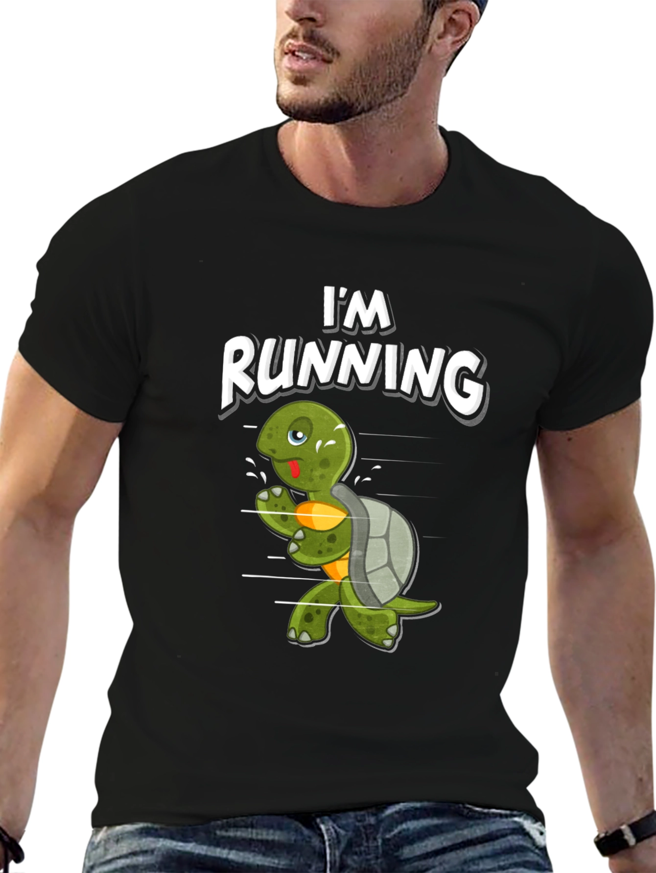 Black Running Turtle Graphic Tee - Fun Novelty Shirt view 6