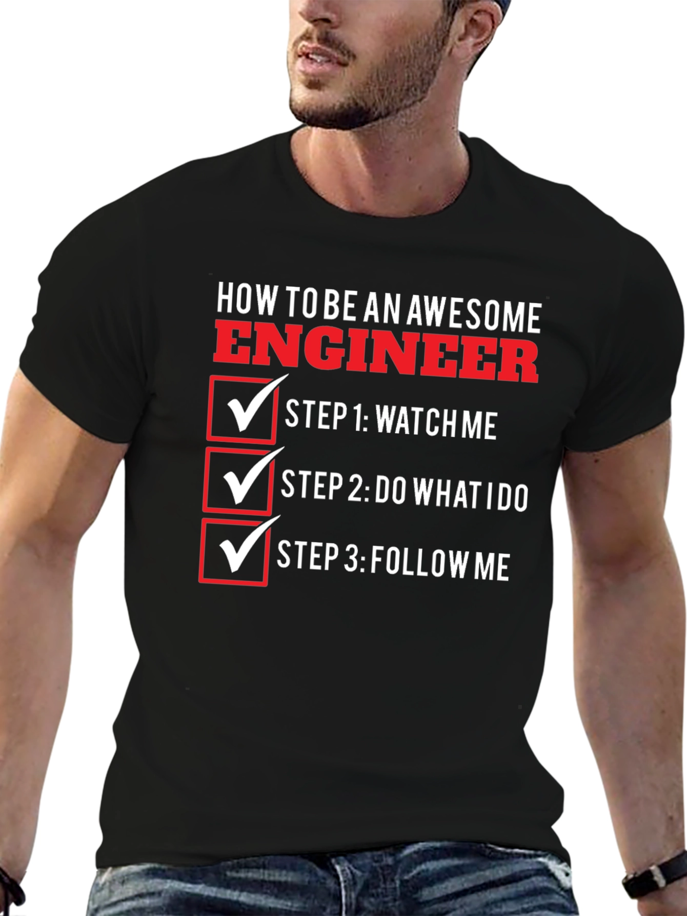 Black Awesome Engineer T-Shirt - Funny Engineering Gift view 6