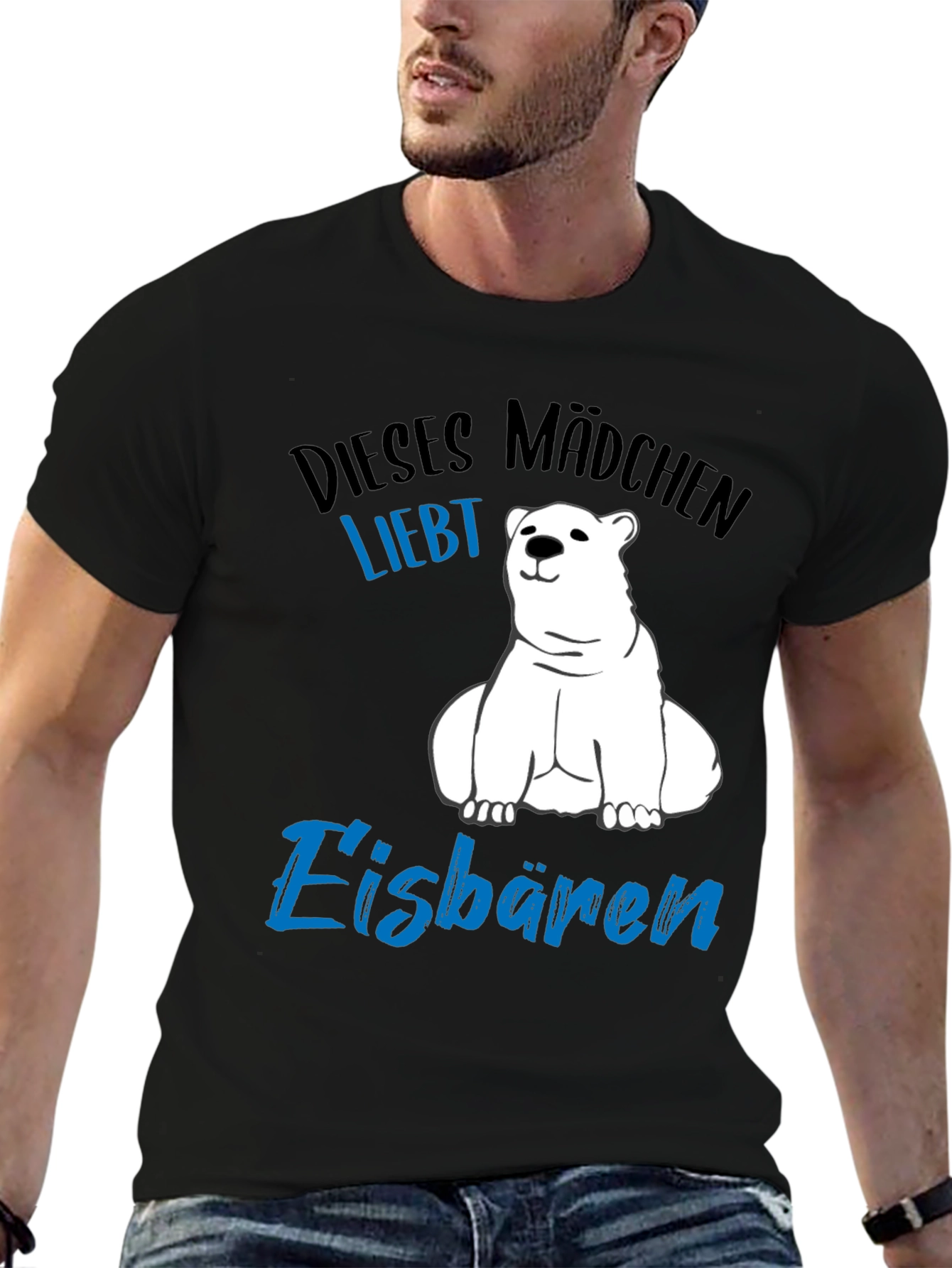 Black Polar Bear Lover T-Shirt - German Text view 6