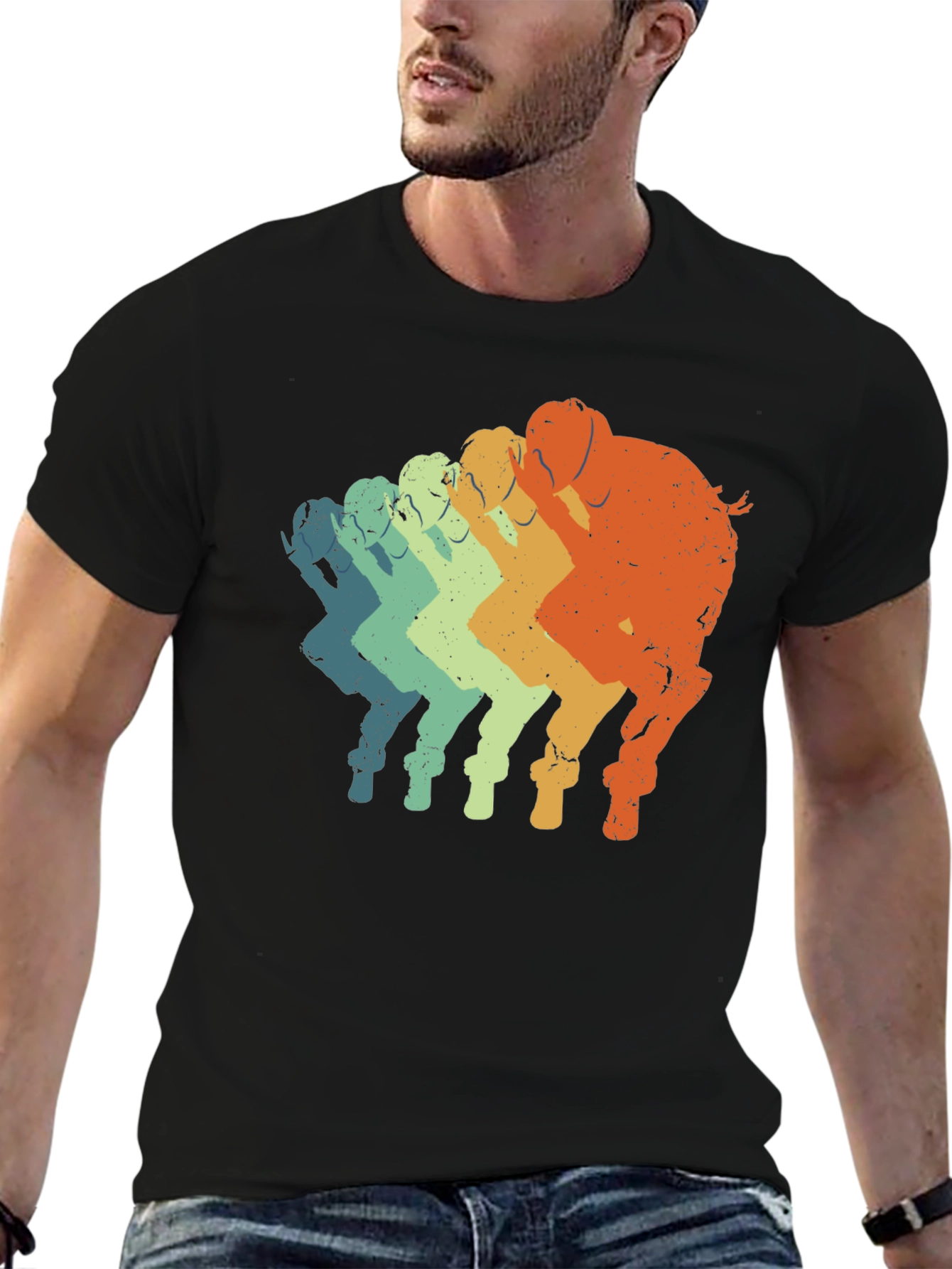 Black Retro Elephant T-Shirt - Gradient Design view 6