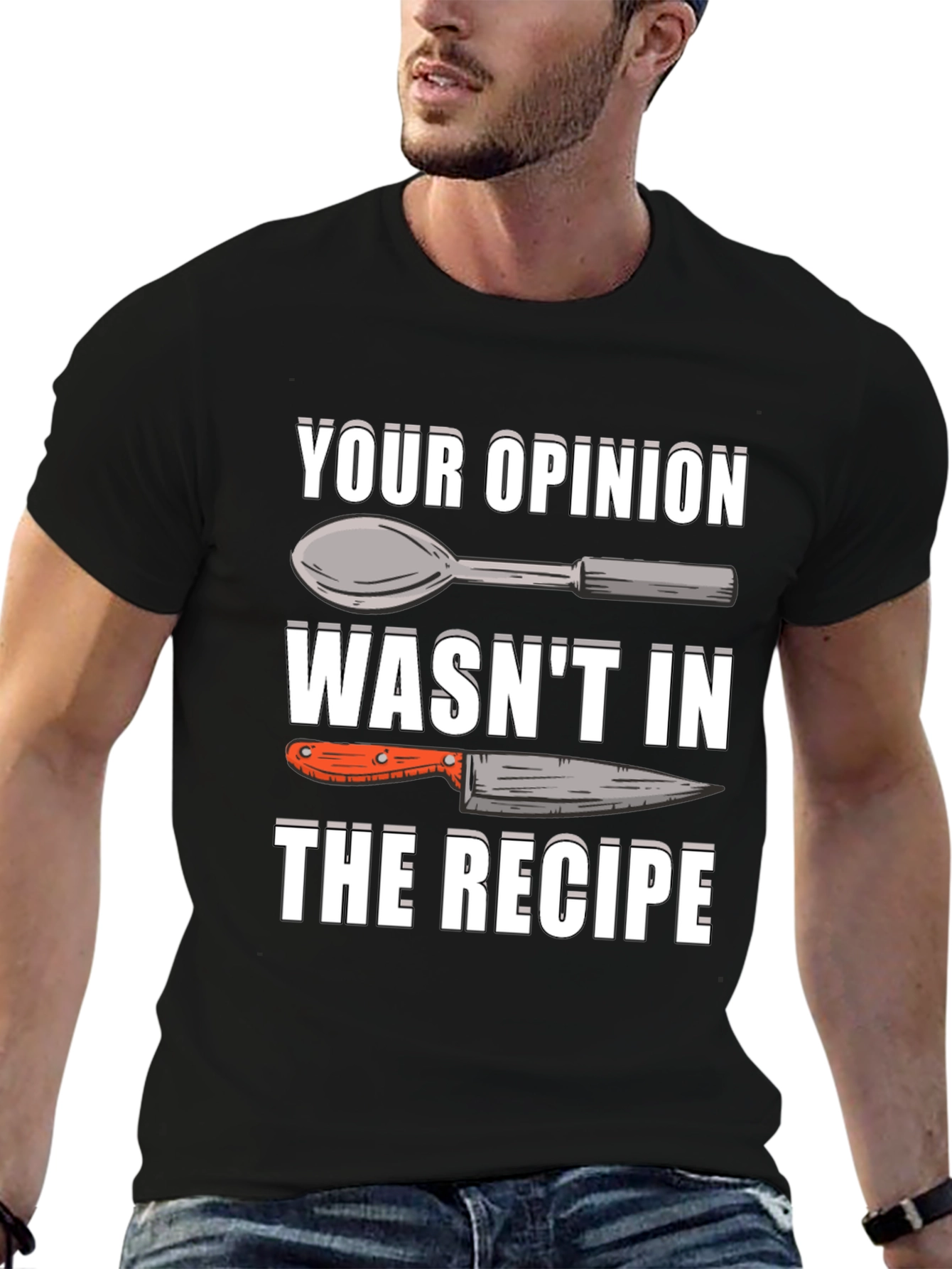 Black Chef Opinion T-Shirt Funny Recipe Tee view 6