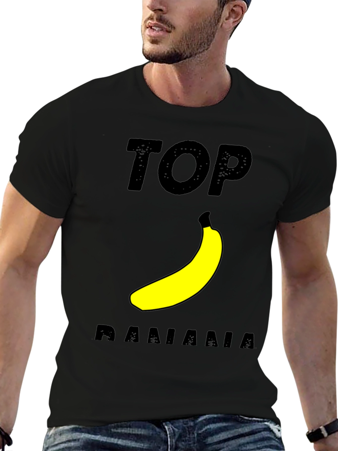 Black Top Banana Graphic T-Shirt - Black Cotton Tee view 6