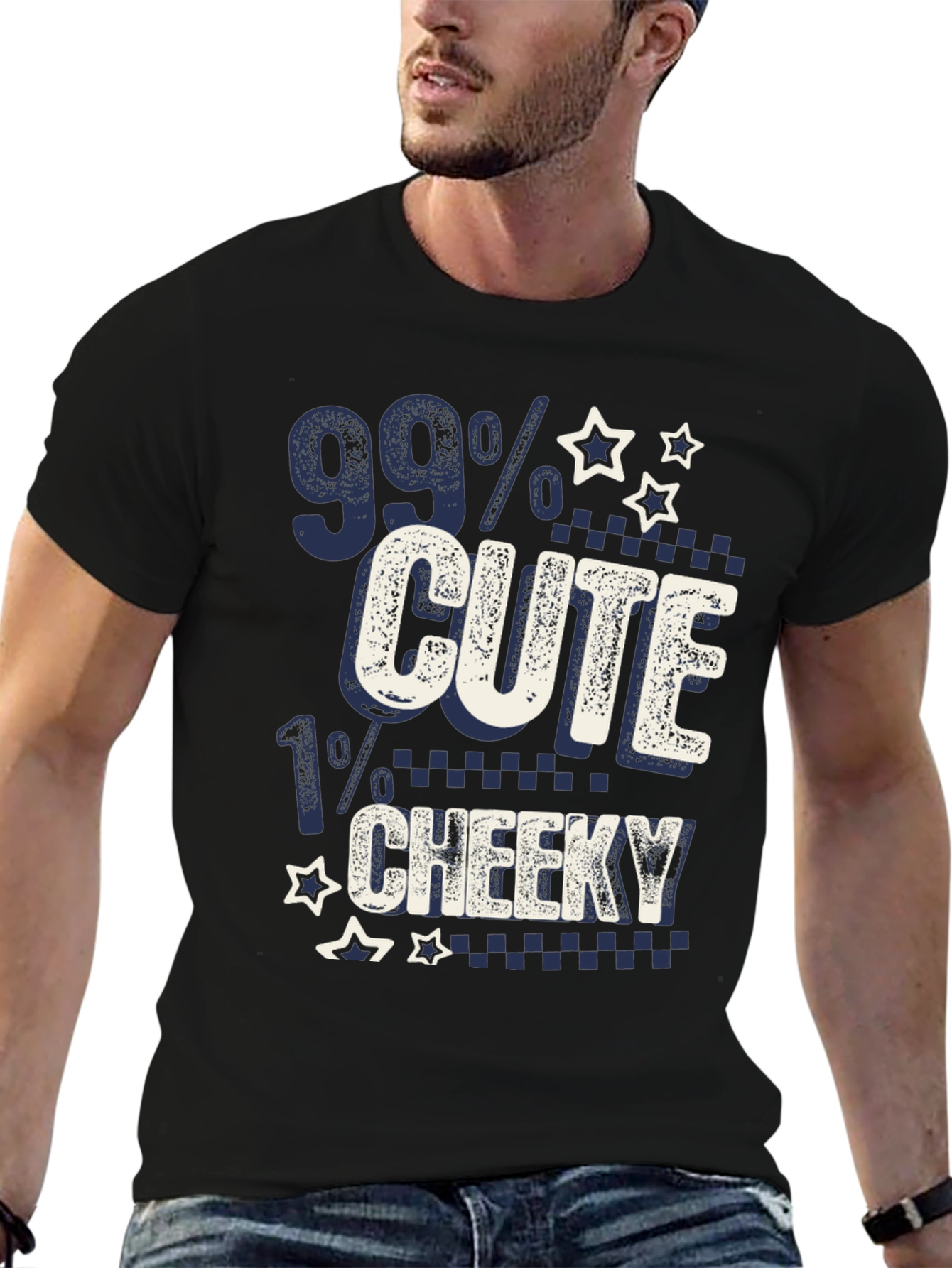 Black 99% Cute 1% Cheeky Graphic T-Shirt view 6