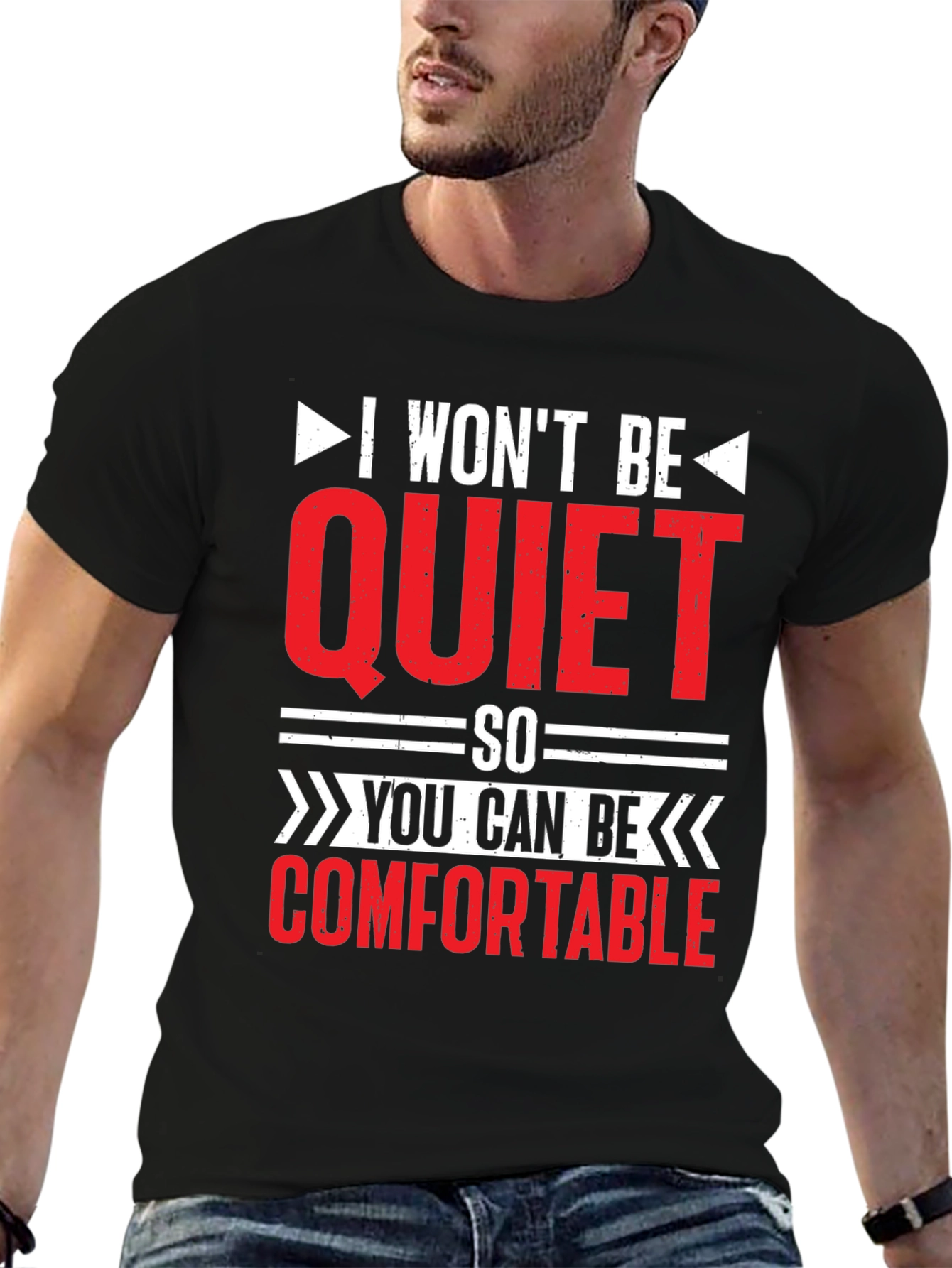Black I Won't Be Quiet Slogan T-Shirt view 6