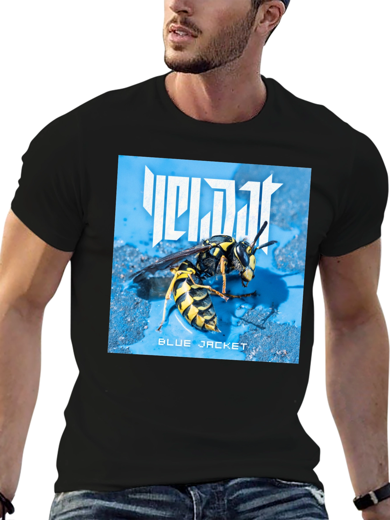 Black Blue Jacket Wasp Graphic T-Shirt view 6