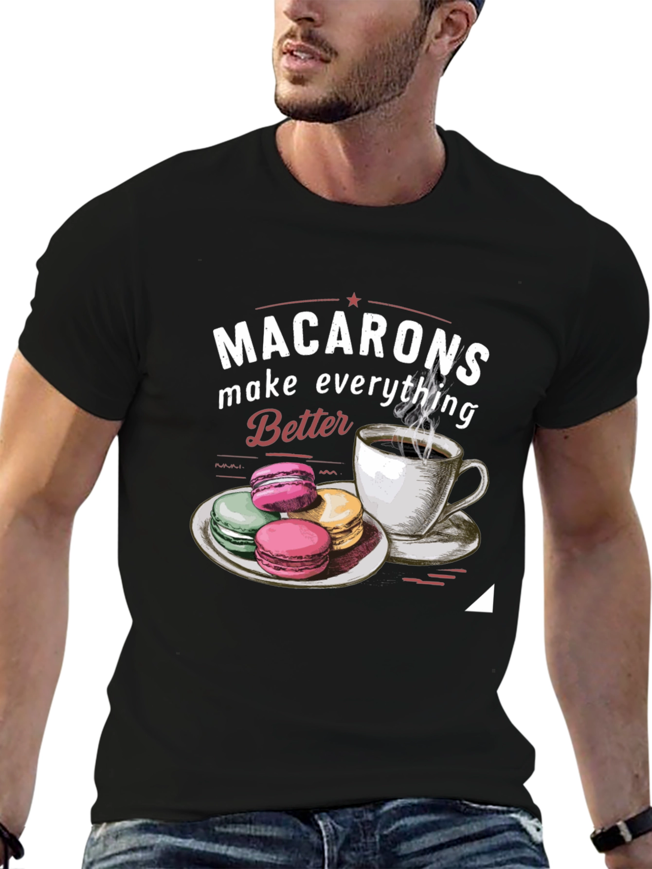 Black Macarons & Coffee Graphic Tee view 6