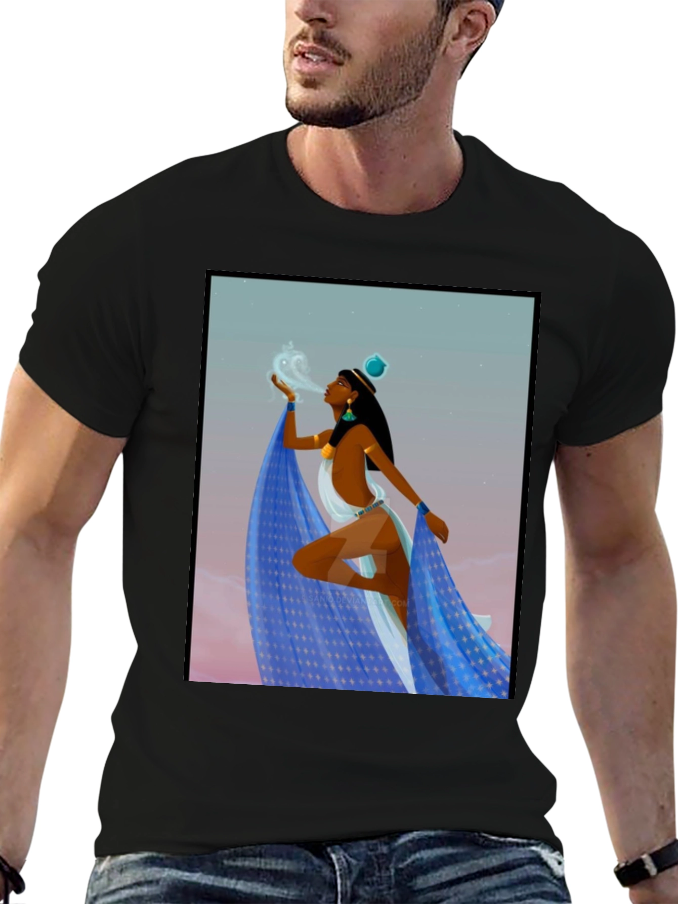 Black Egyptian Woman Design Black T-Shirt view 6
