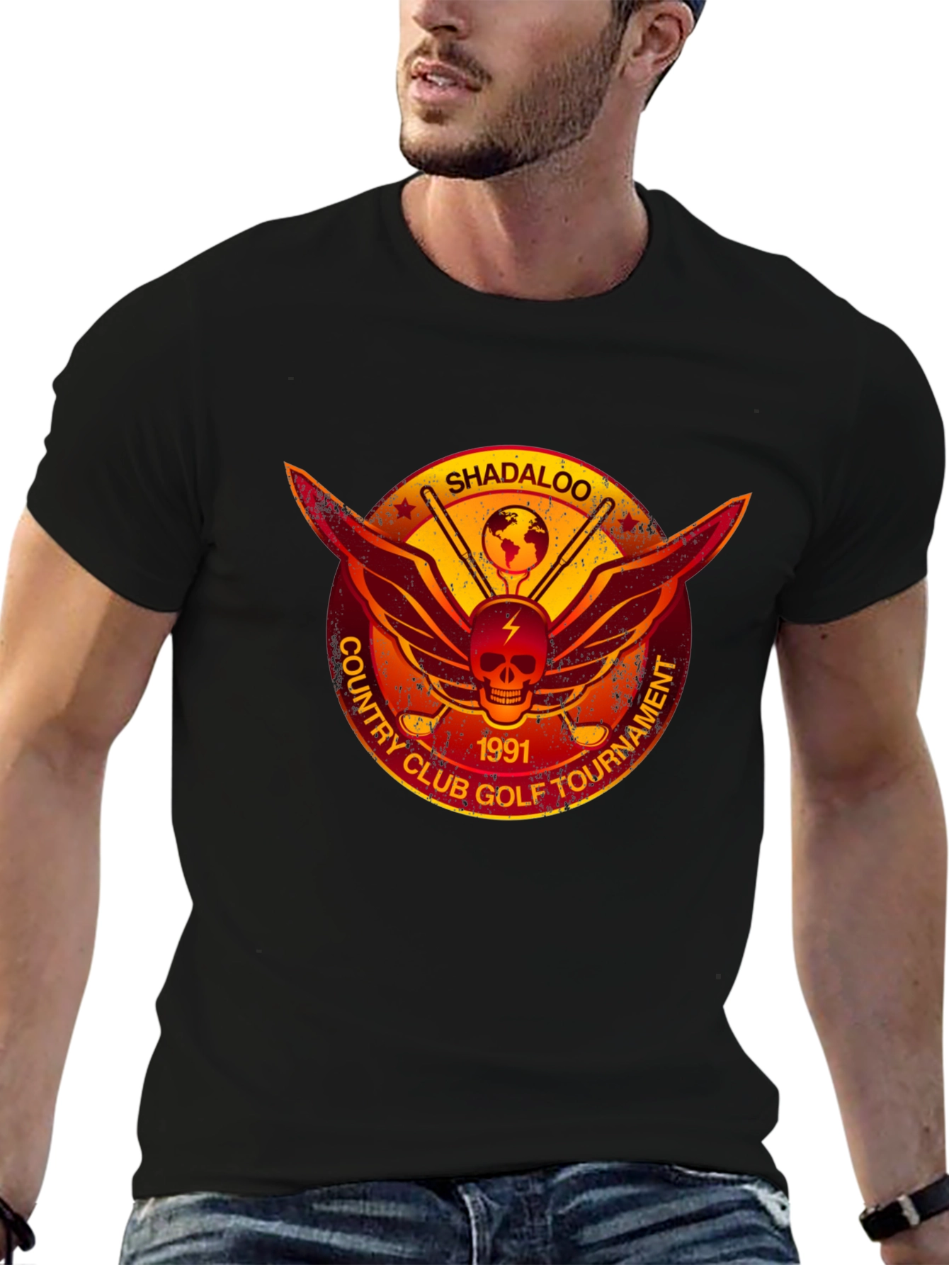 Black Shadaloo Country Club Golf Tournament T-Shirt view 6