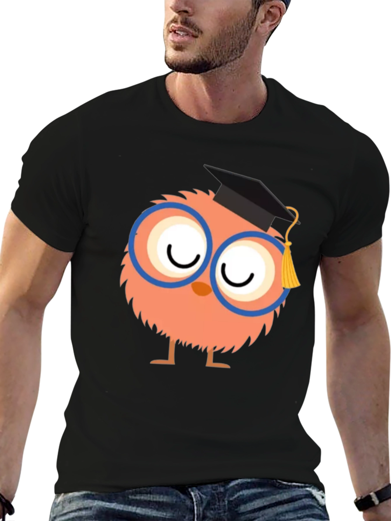 Black Cute Graduate Owl T-Shirt view 6