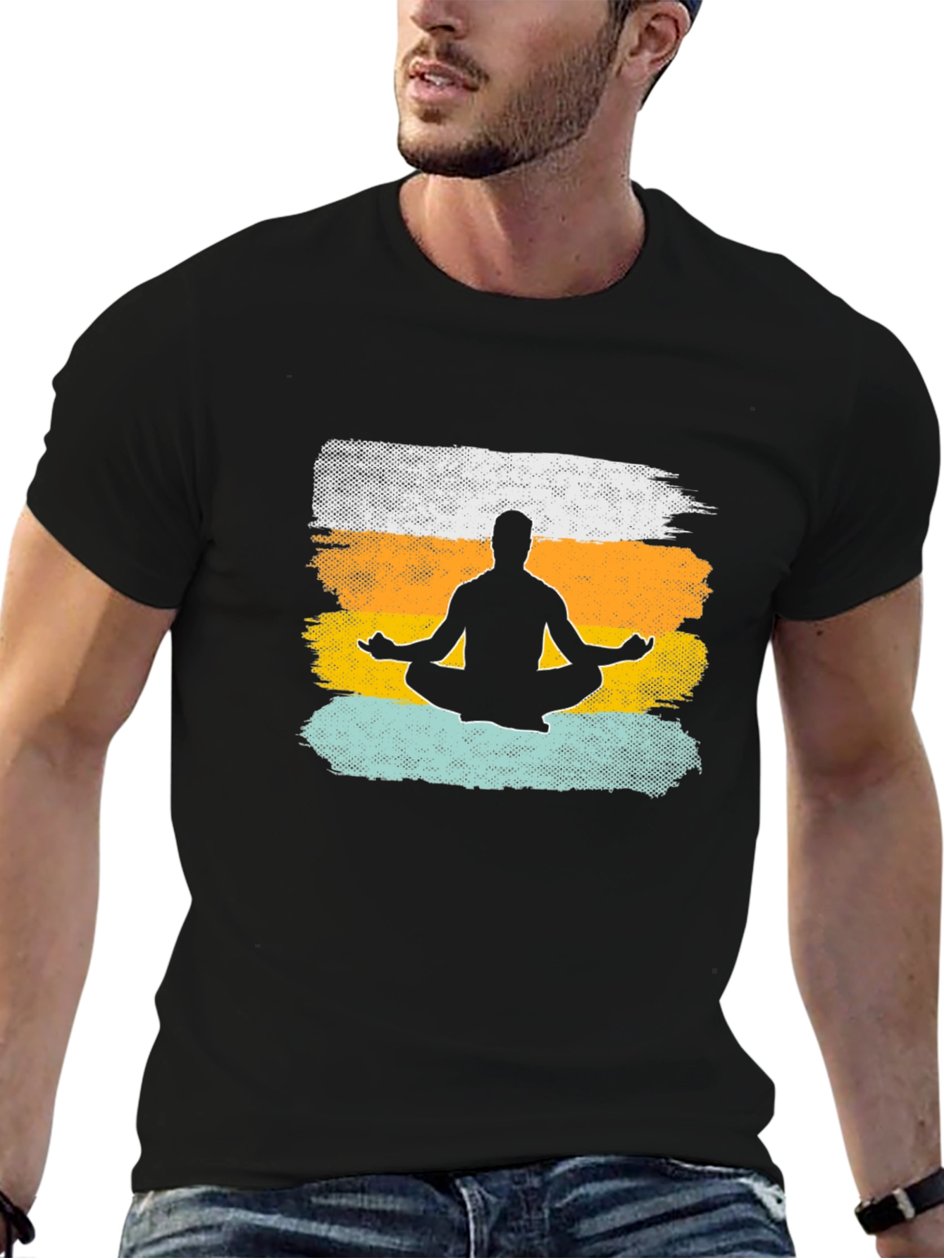 Black Zen Meditation T-Shirt - Relaxed Fit view 6