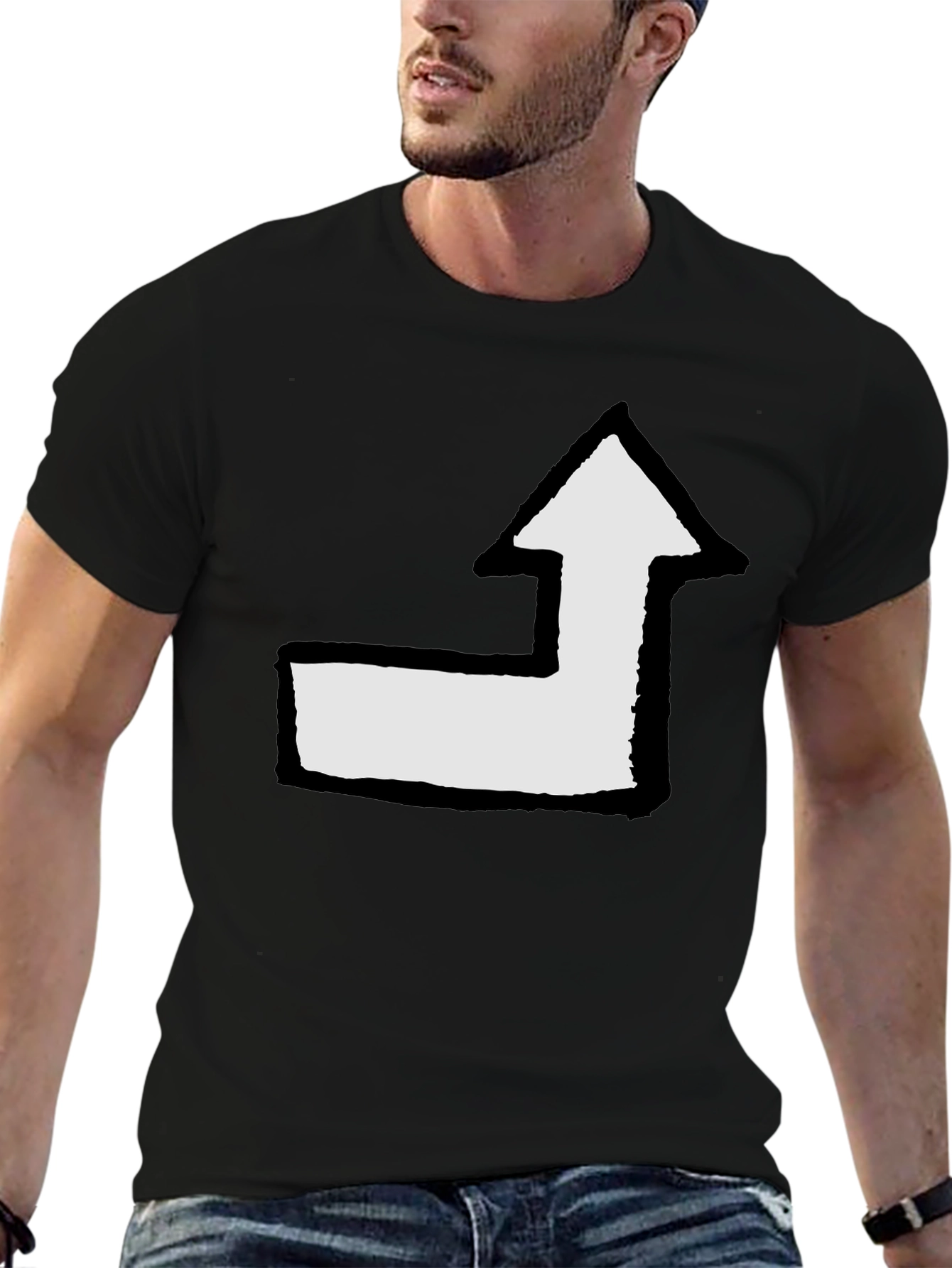Black Arrow Graphic Tee - Black Cotton Casual T-Shirt view 6