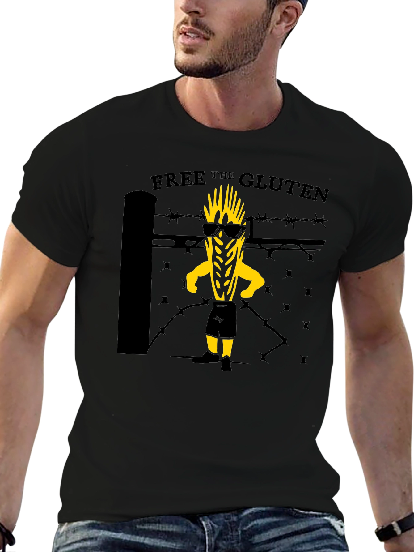Black Free the Gluten Graphic T-Shirt view 6