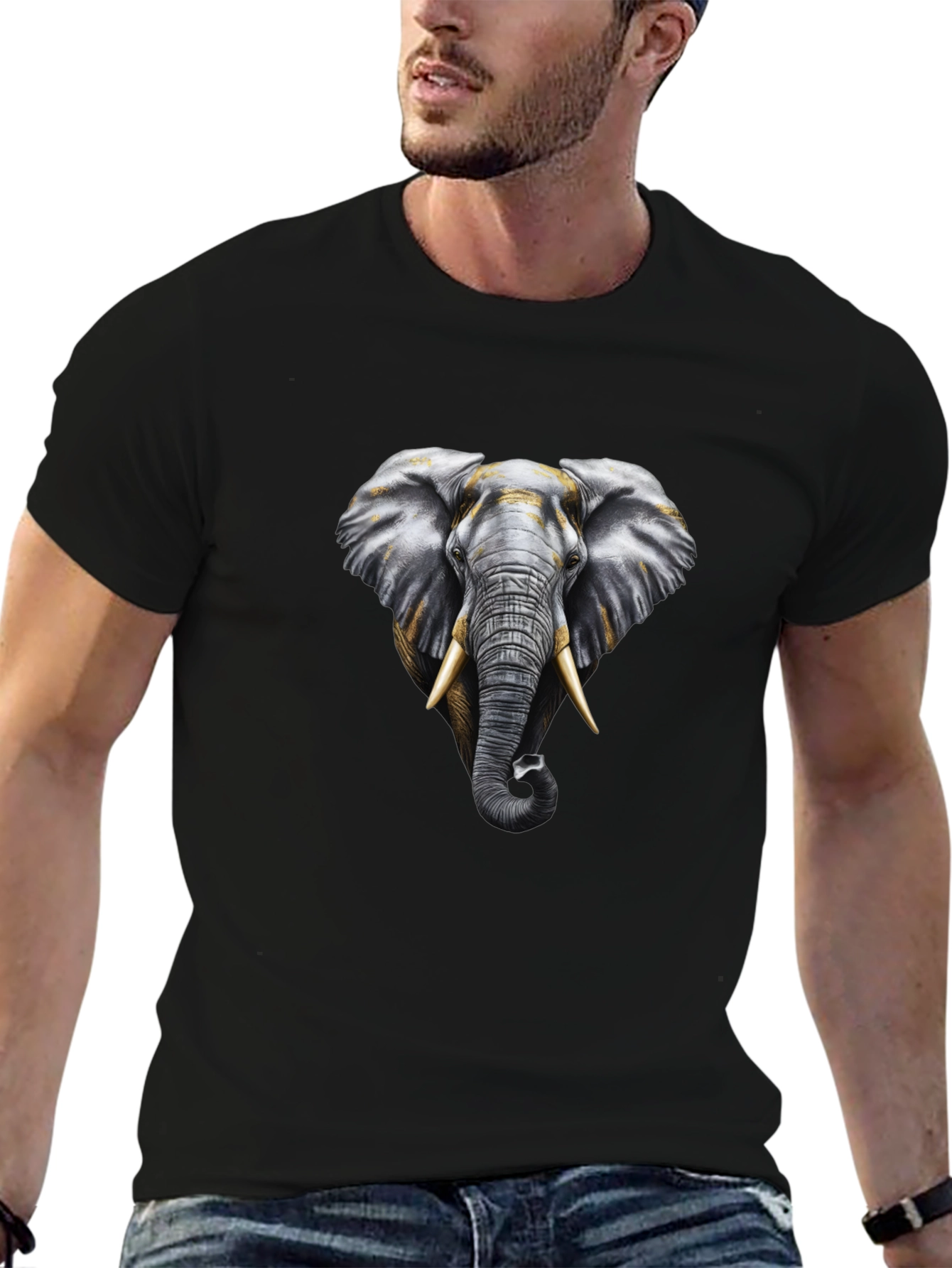 Black Elephant Graphic Tee - Black Cotton Comfort view 6