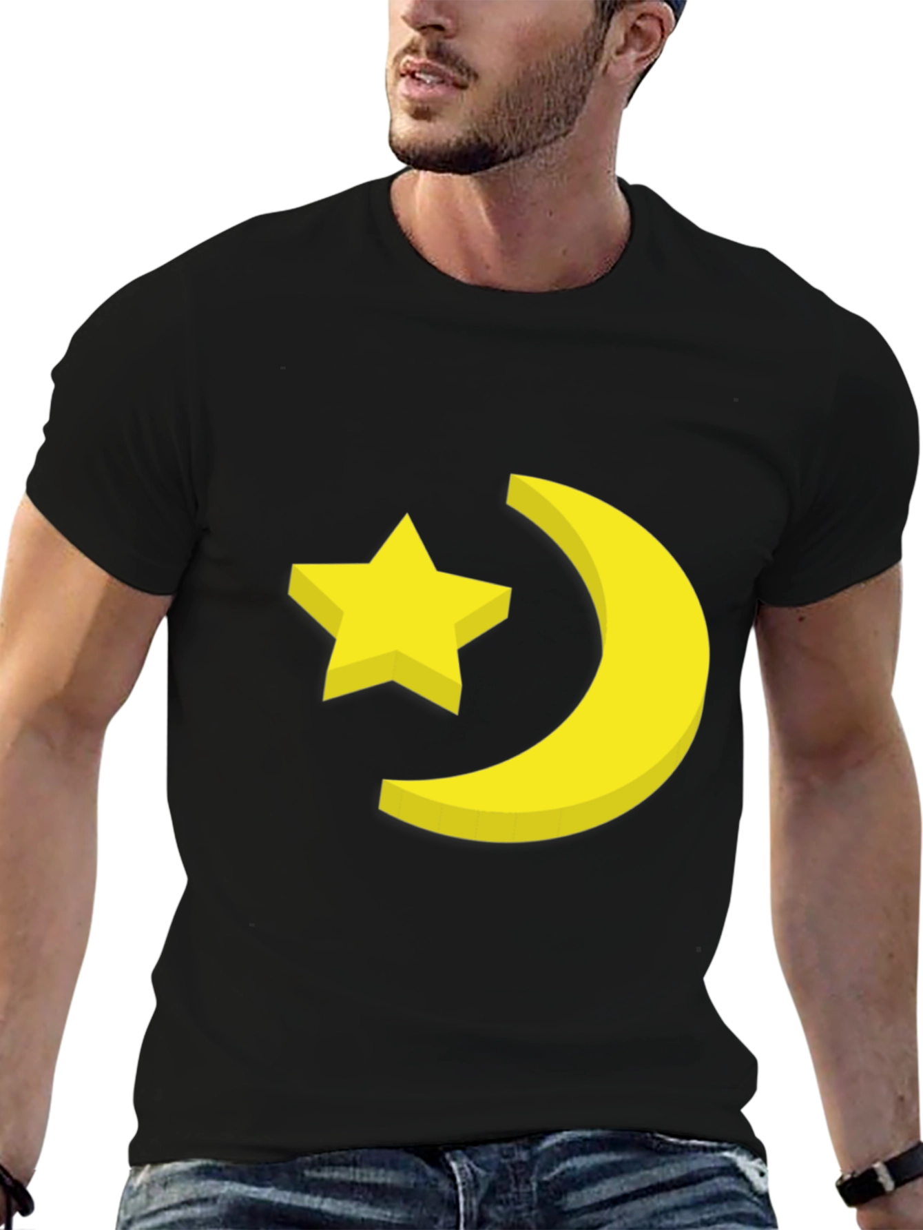 Black Star & Moon Graphic Tee - Stylish Black T-Shirt view 6