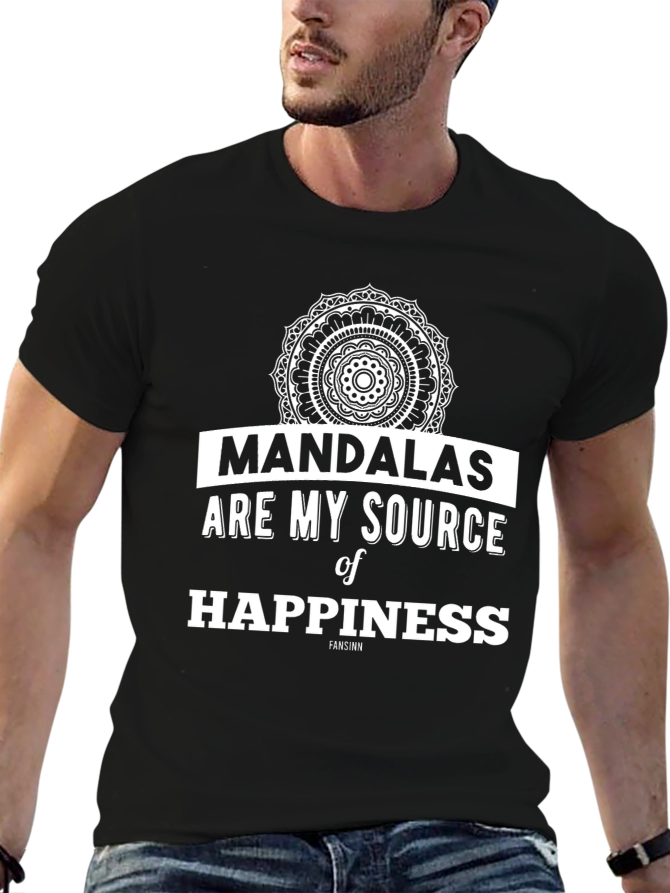 Black Mandala Happiness Graphic Tee view 6