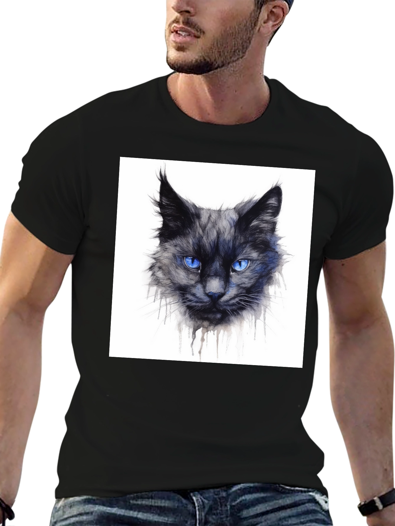 Black Black Cat Graphic Tee - Men's Crew Neck view 6