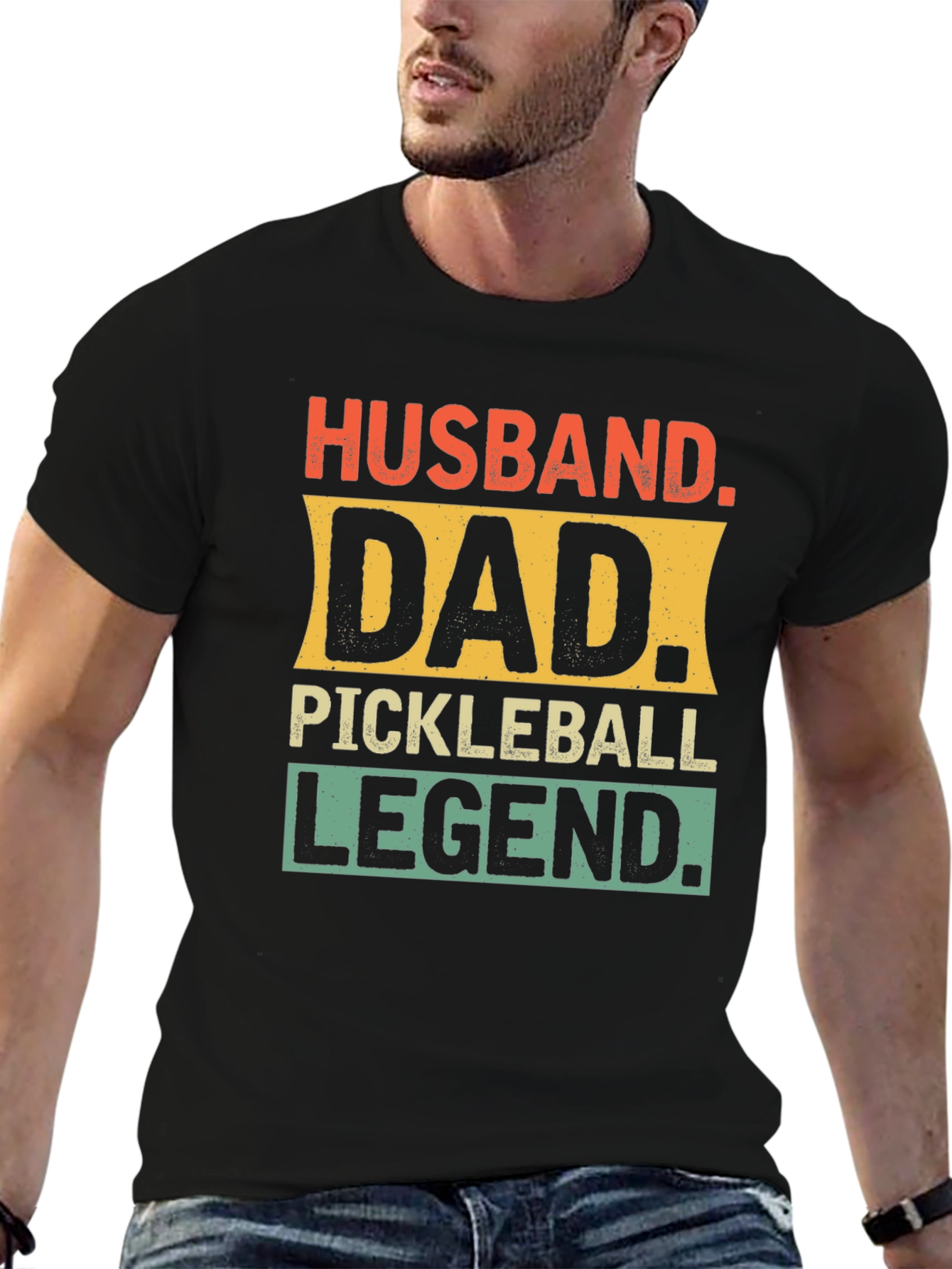 Black Husband Dad Pickleball Legend Graphic Tee view 6