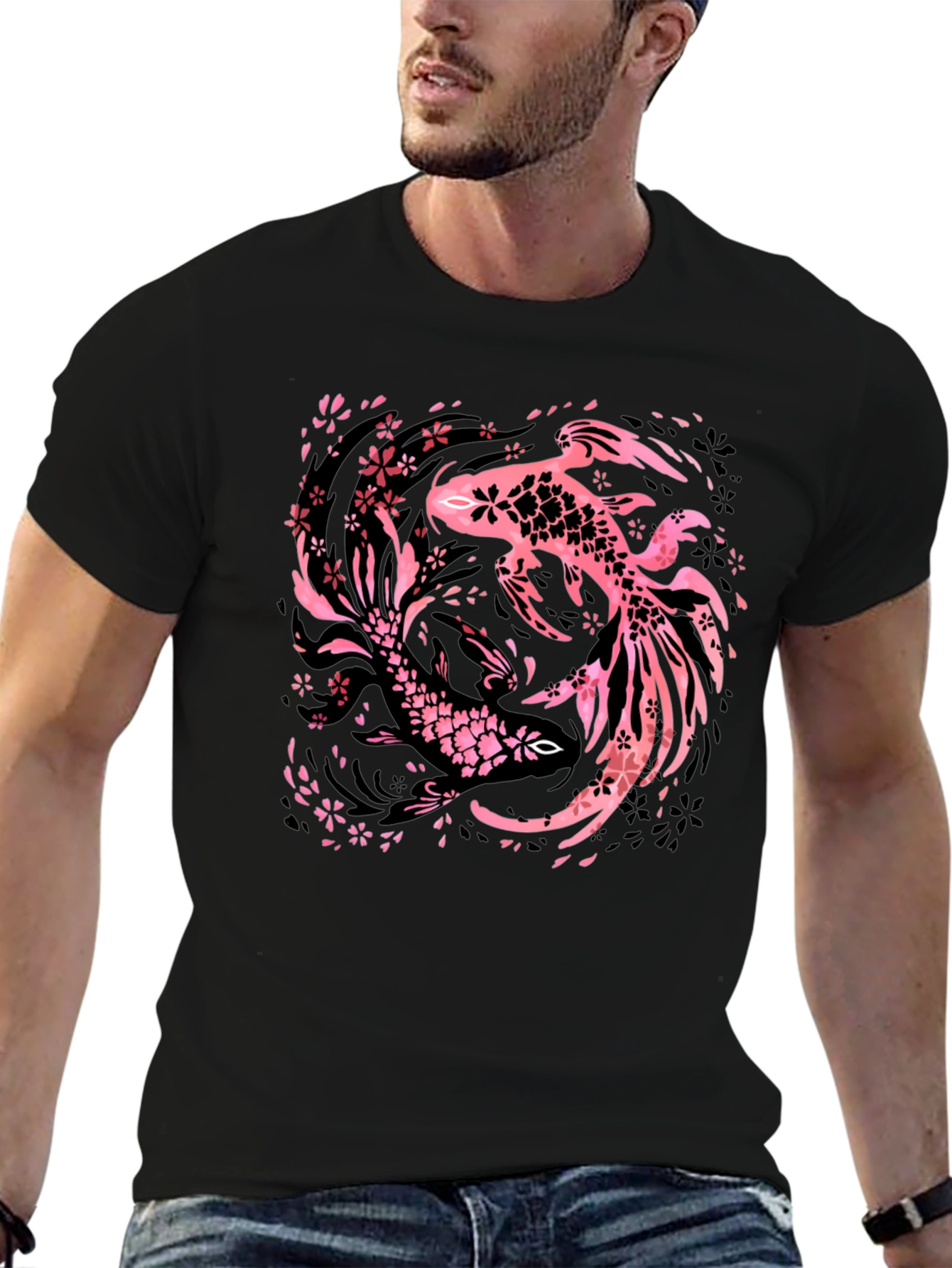 Black Koi Fish Graphic Tee - Black view 6