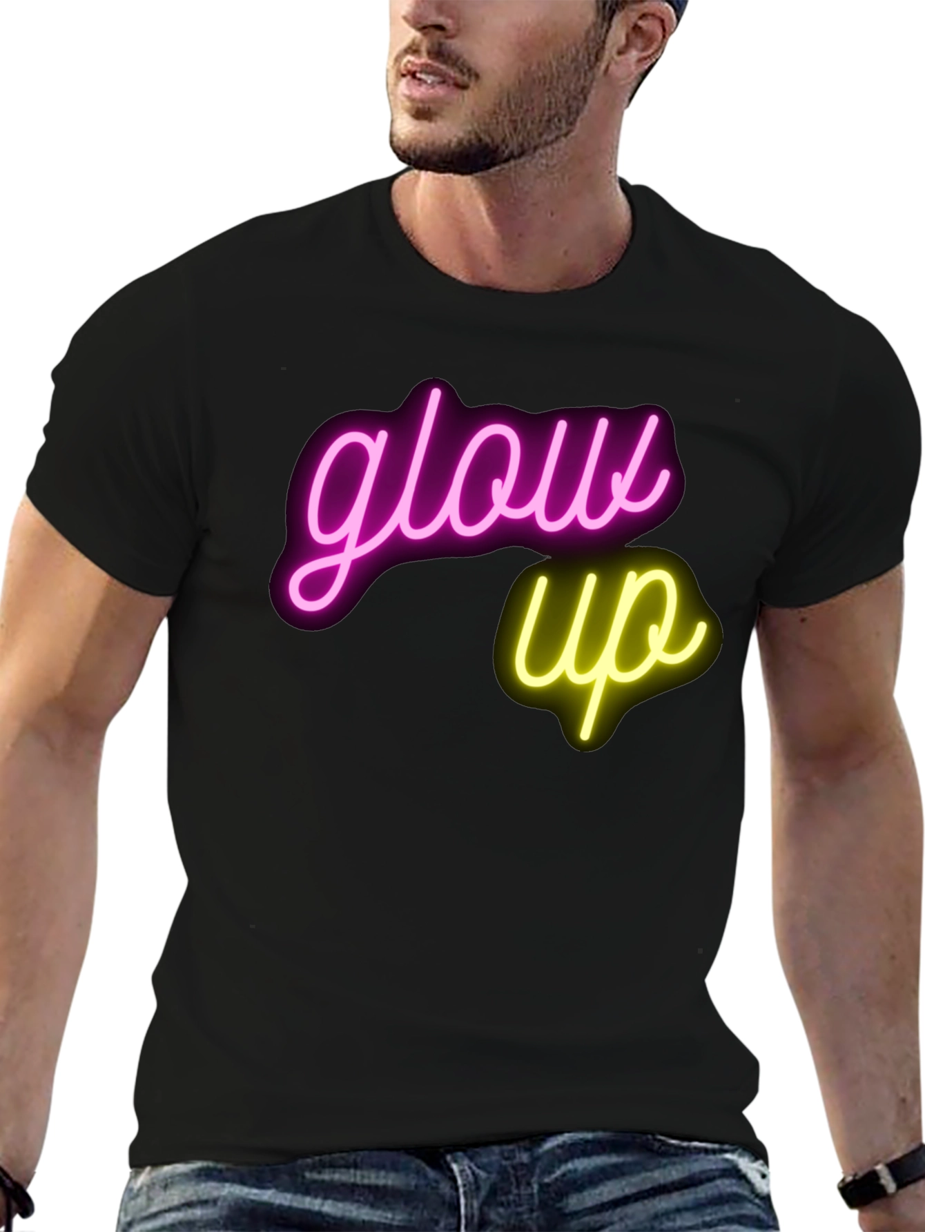 Black Glow Up Graphic T-Shirt - Neon Design view 6