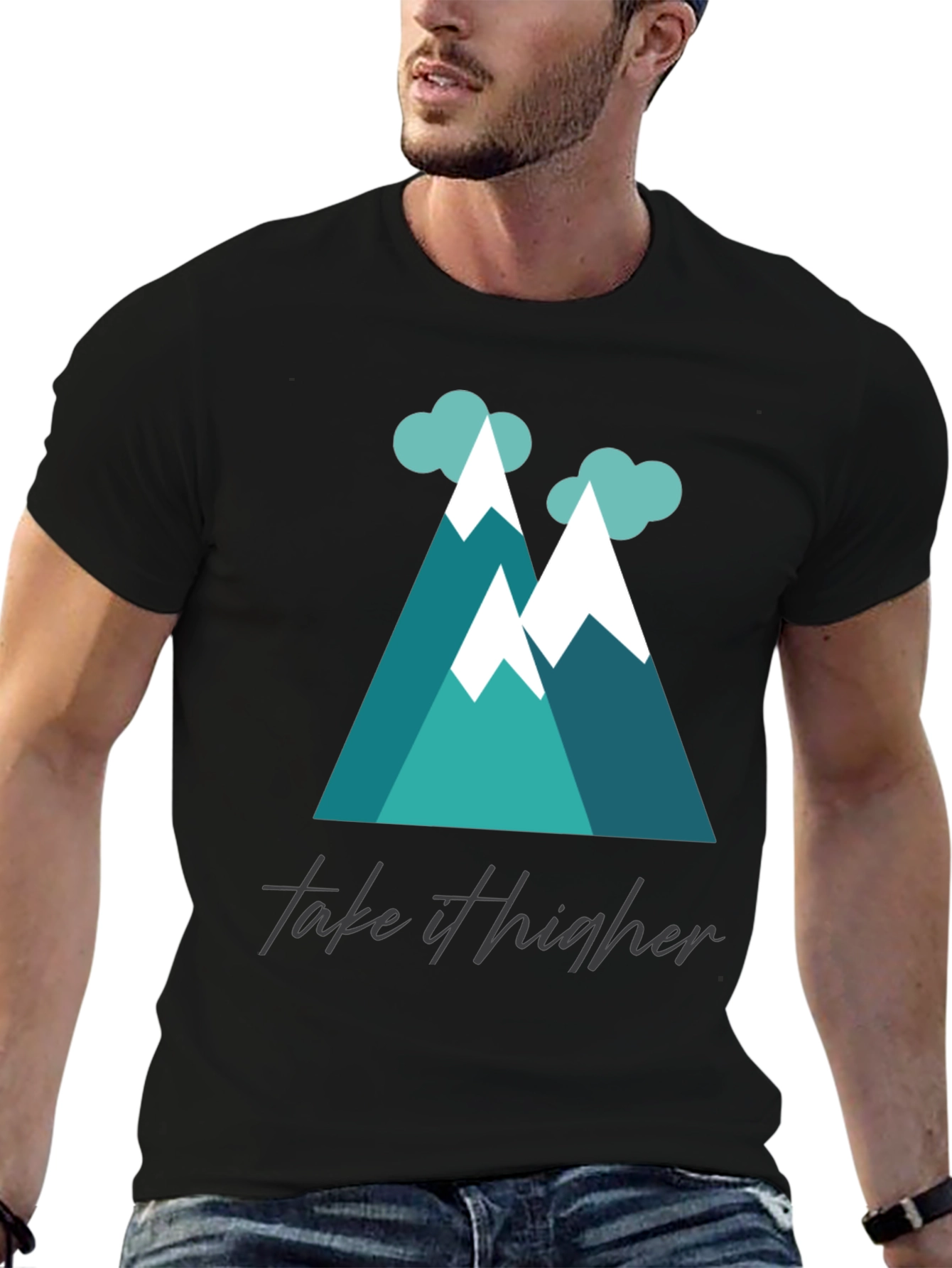 Black Take It Higher Mountain Tee - Black Graphic T-Shirt view 6