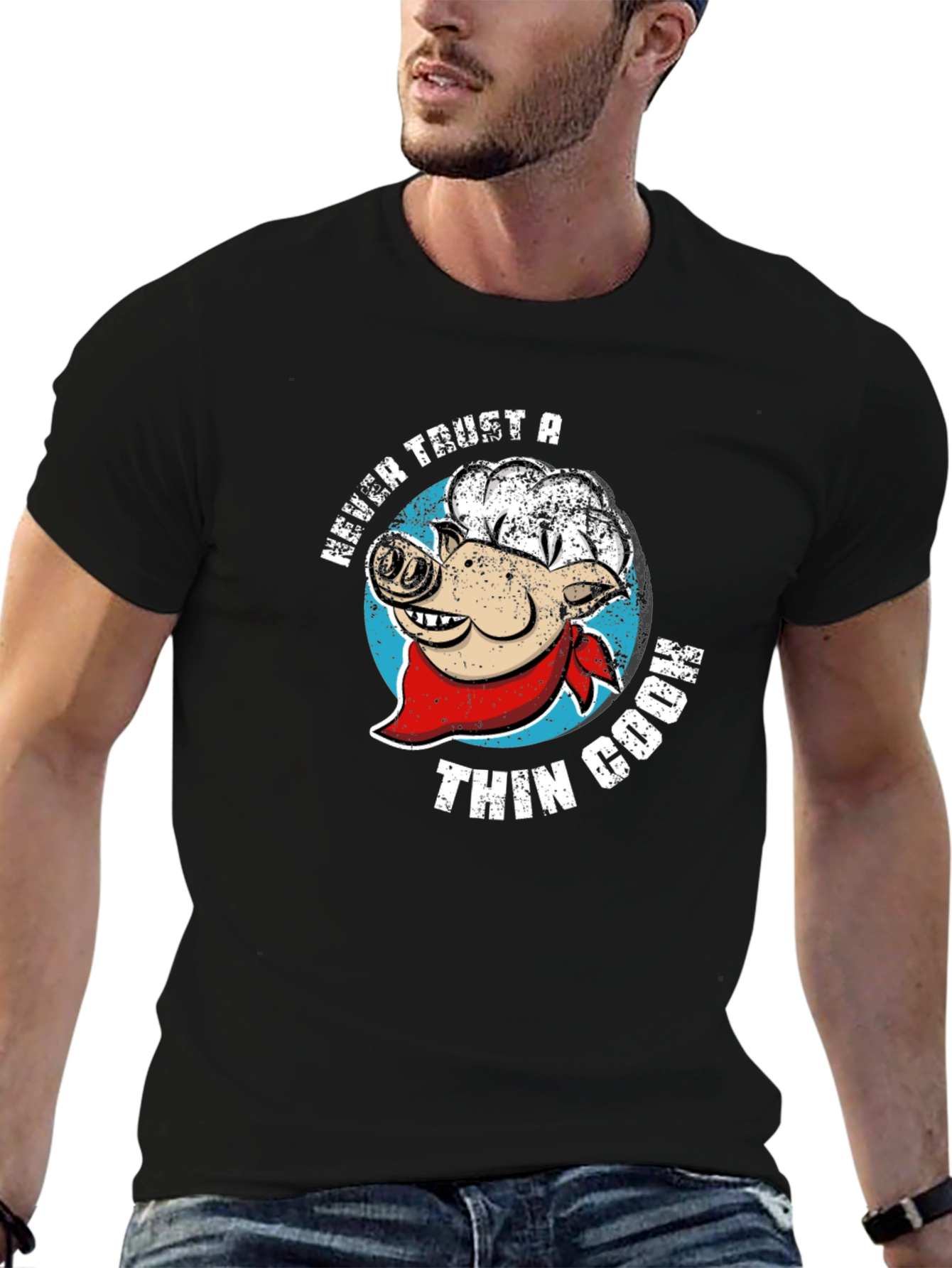 Black Never Trust a Thin Cook T-Shirt view 6