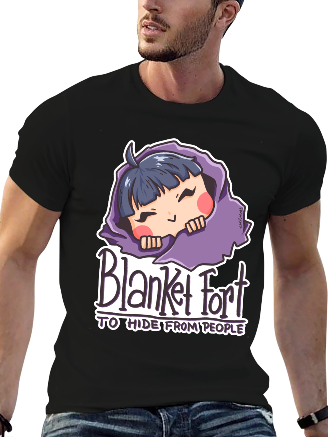 Black Blanket Fort T-Shirt: Hide From People Comfortably view 6