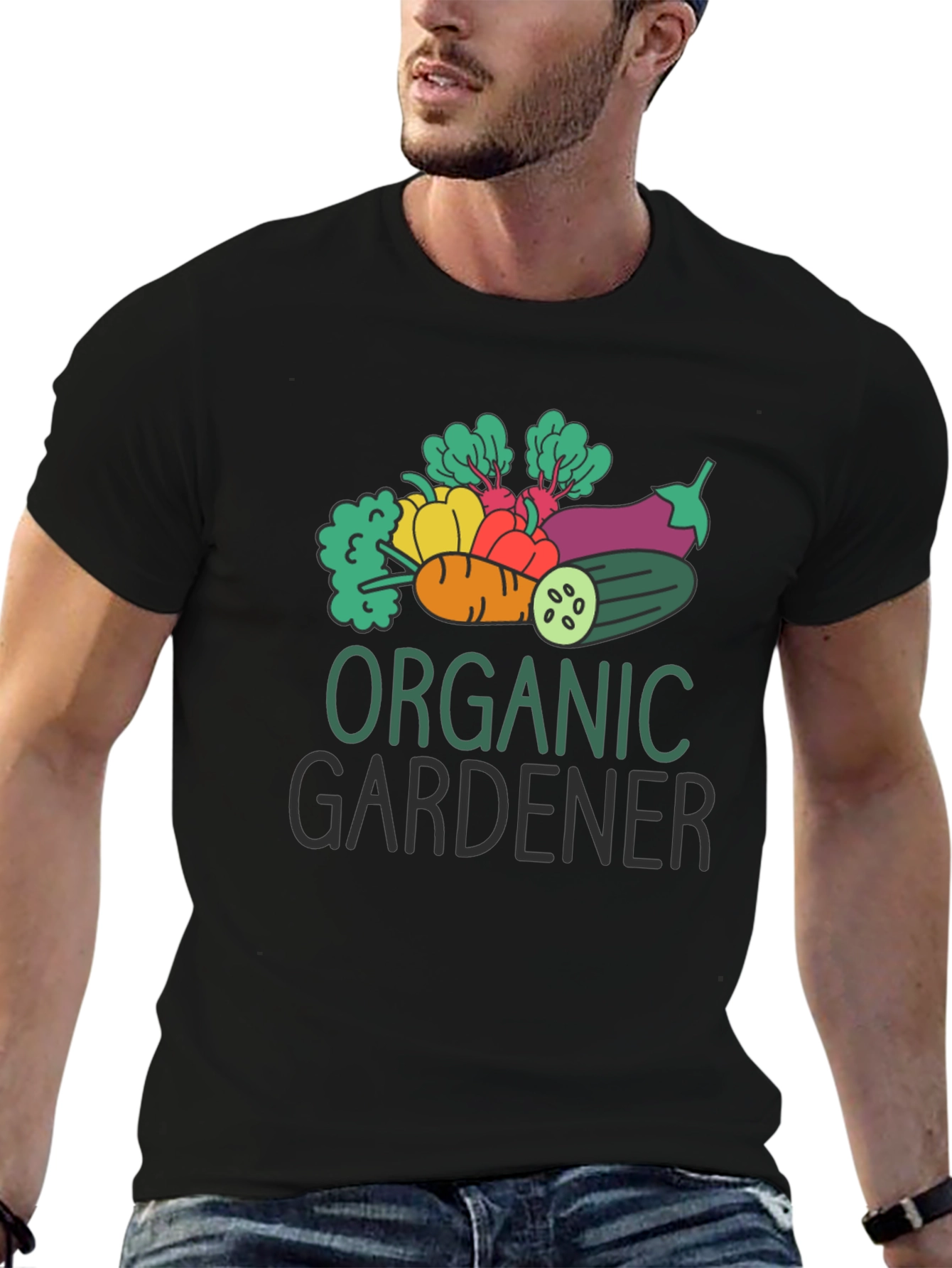 Black Organic Gardener Graphic Tee - Black Cotton T-Shirt view 6