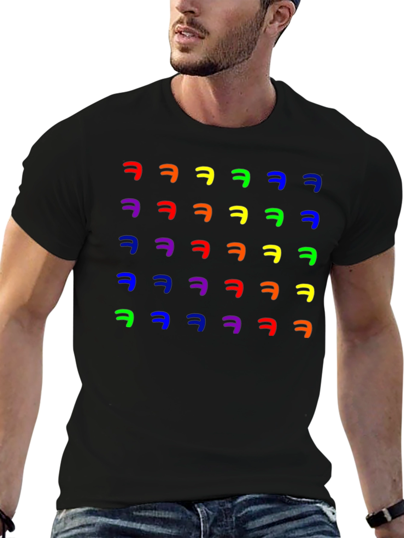 Black Rainbow HAHA T-Shirt - Funny Colorful Graphic Tee view 6