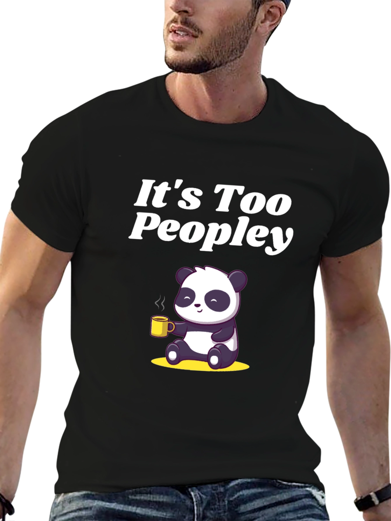 Black It's Too Peopley Panda T-Shirt view 6