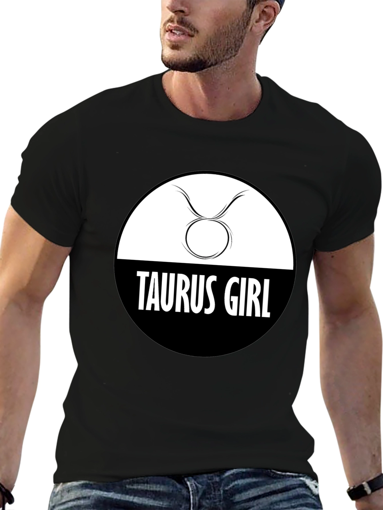 Black Taurus Girl Zodiac Sign Graphic Tee view 6