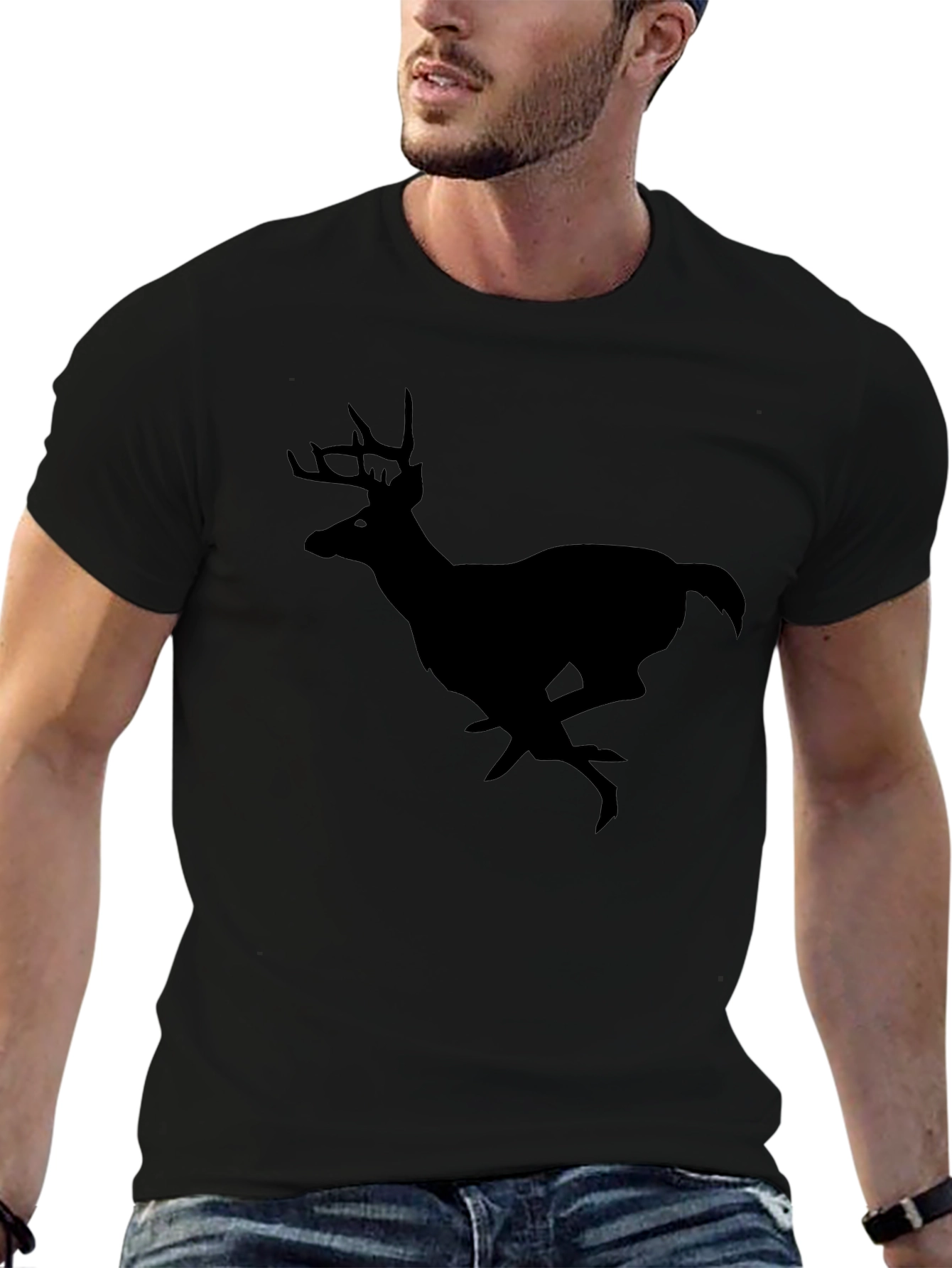 Black Black Deer Silhouette T-Shirt view 6