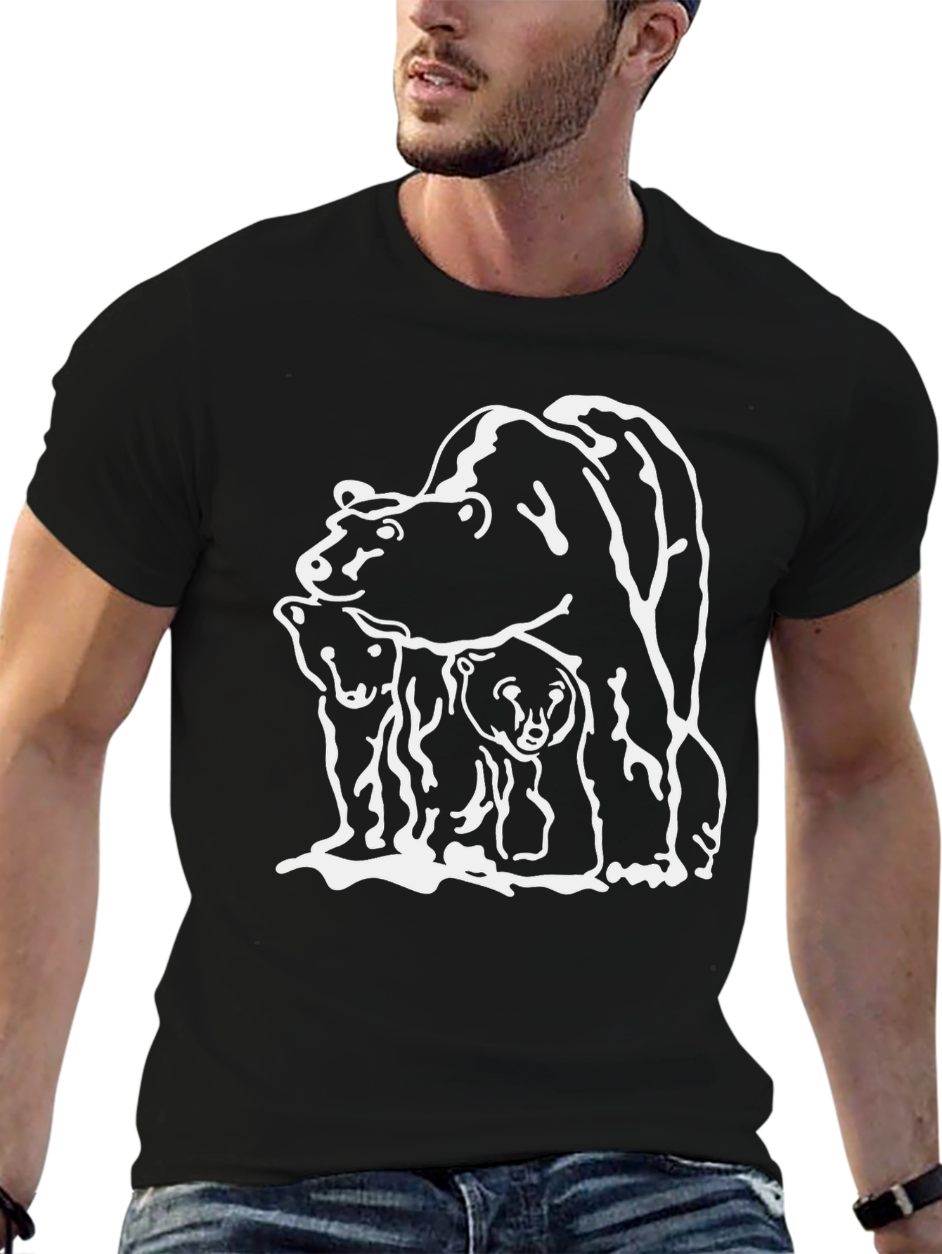 Black Bear Family Graphic Tee - Black T-Shirt view 6