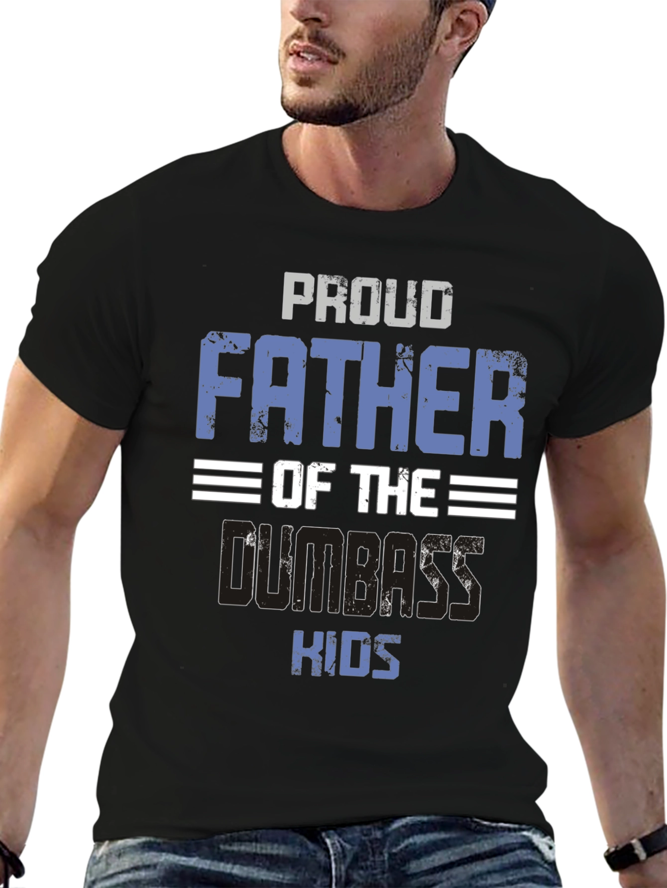 Black Proud Father of Dumbass Kids T-Shirt - Funny Dad Tee view 6