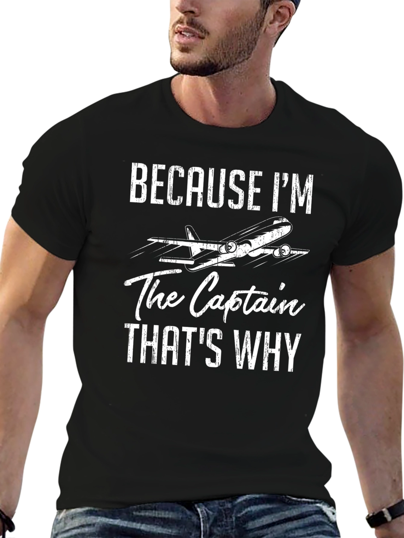 Pilot Captain T-Shirt | "Because I'm The Captain" - 6