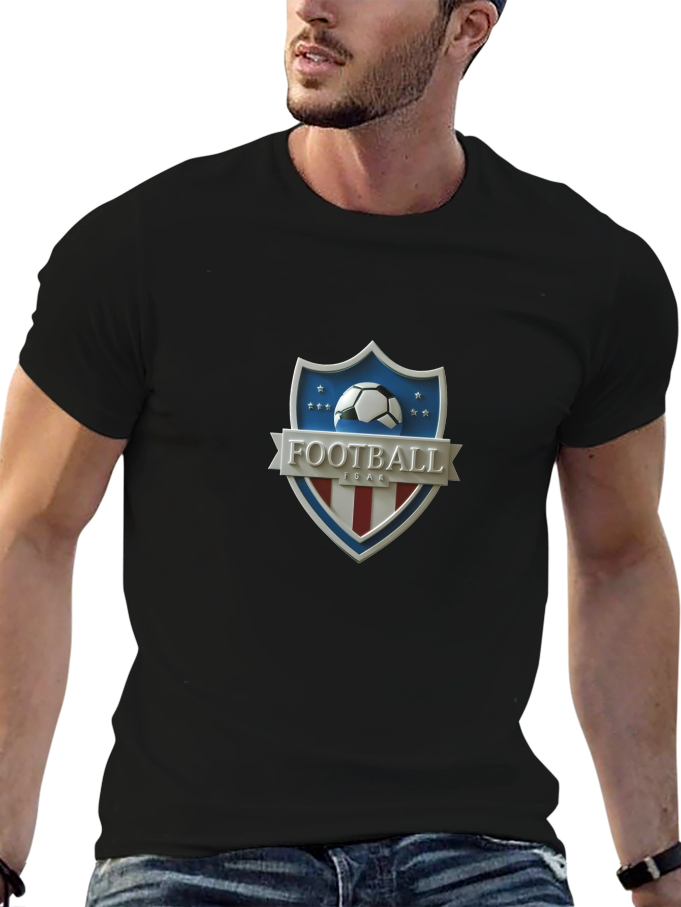 Black Football USA Shield T-Shirt view 6