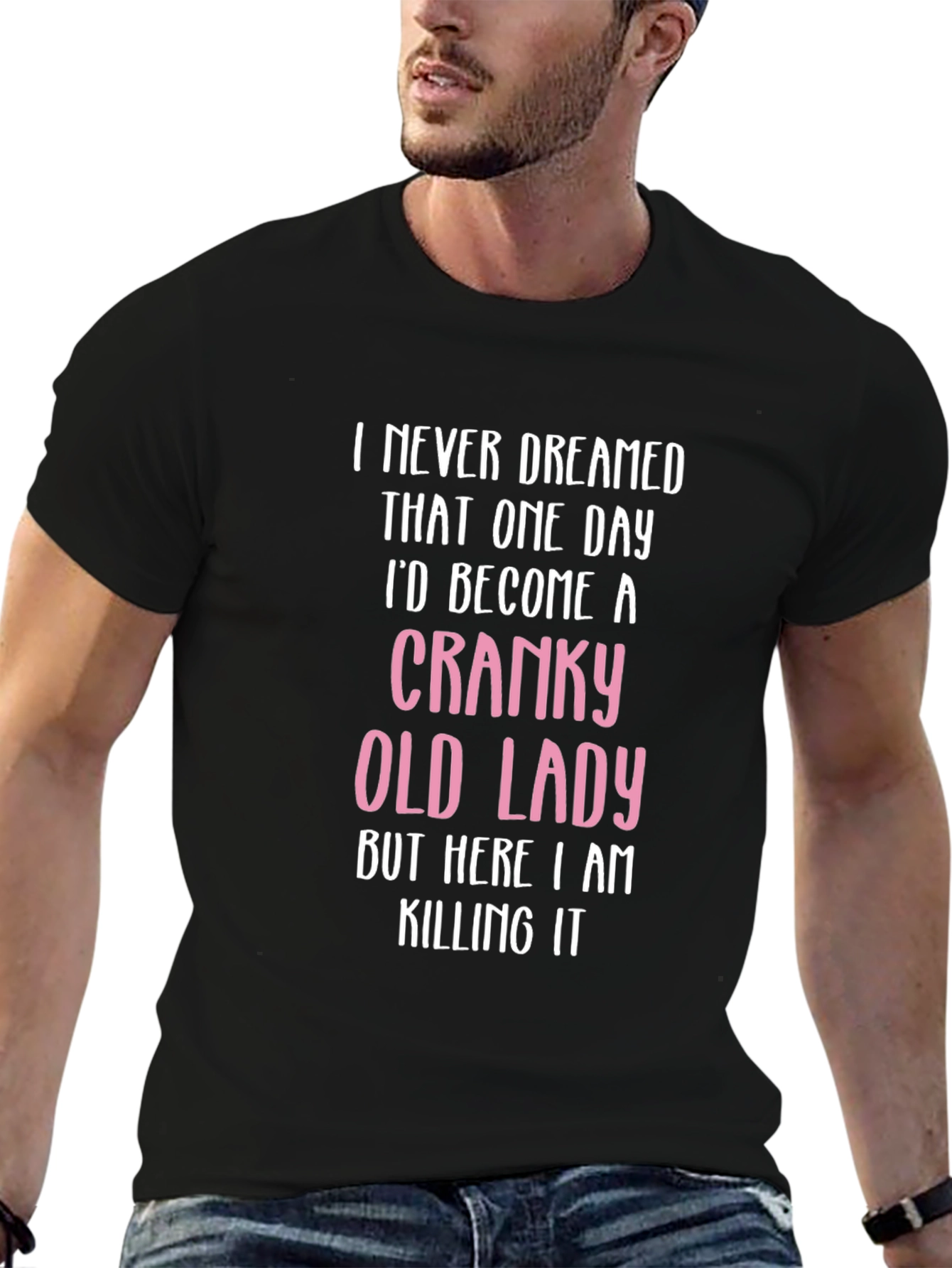 Black Cranky Old Lady T-Shirt - Funny Novelty Tee view 6