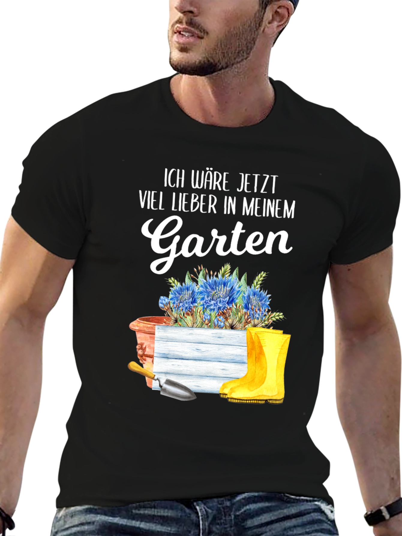Black Gardening Enthusiast T-Shirt - "I'd Rather Be In My Garden" view 6