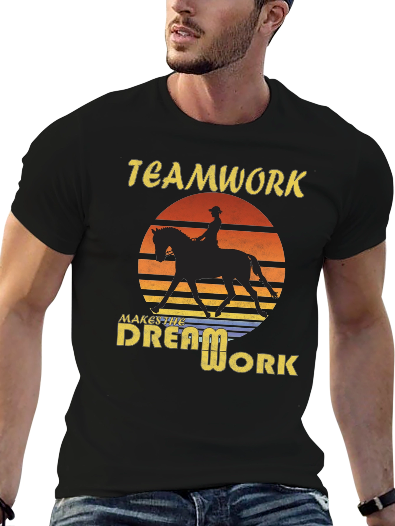 Black Teamwork Makes The Dream Work Black T-Shirt view 6