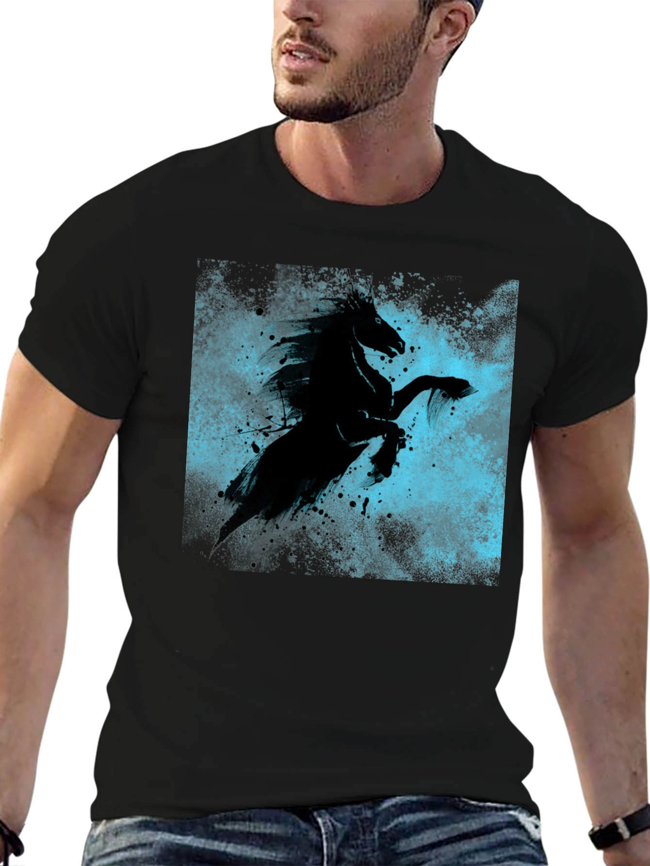 Black Black Horse Graphic Tee - Unique Style view 6