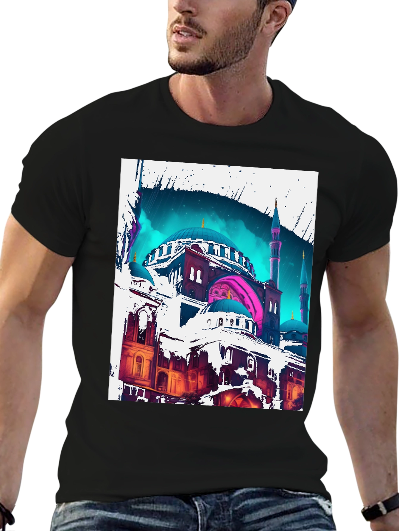 Black Mosque Graphic Tee - Urban Style T-Shirt view 6